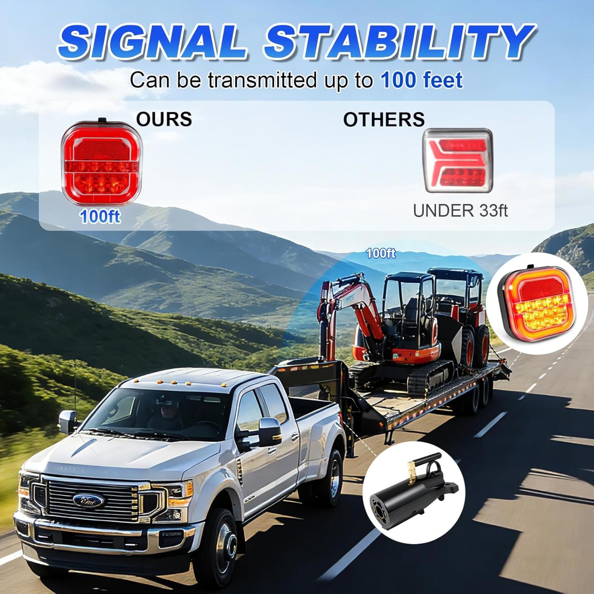 Wireless Trailer Lights, Magnetic LED Towing Light Kit with 2 Mounting Options for Trucks, Boat, RV - 2