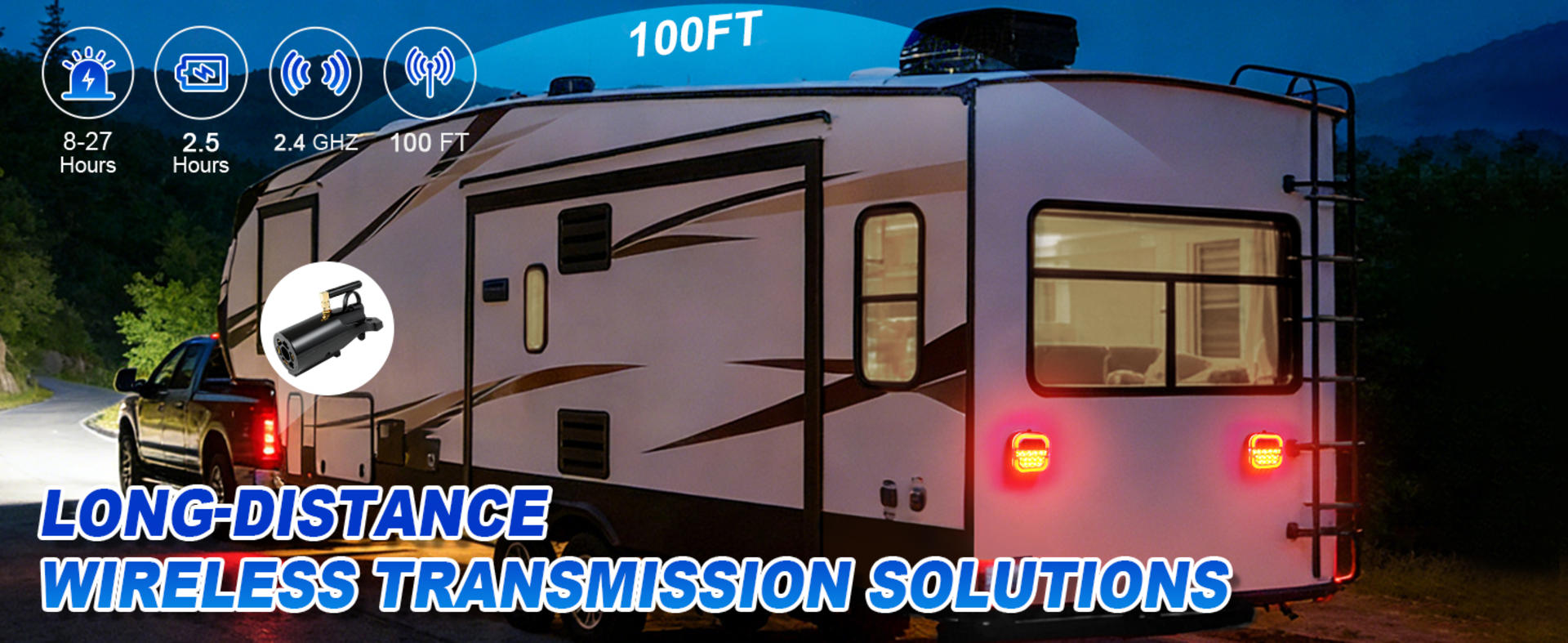 Wireless Trailer Lights, Magnetic LED Towing Light Kit with 2 Mounting Options for Trucks, Boat, RV detail 1