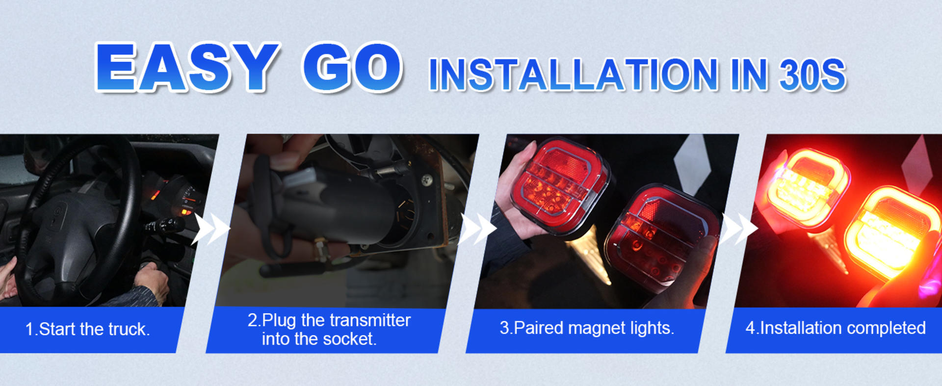 Wireless Trailer Lights, Magnetic LED Towing Light Kit with 2 Mounting Options for Trucks, Boat, RV detail 6
