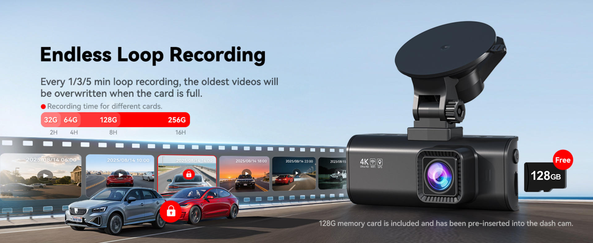 4K Dash Cam Front and Rear with STARVIS 2 Sensor, 5.8GHz WiFi, GPS, and 24H Parking Mode detail 6