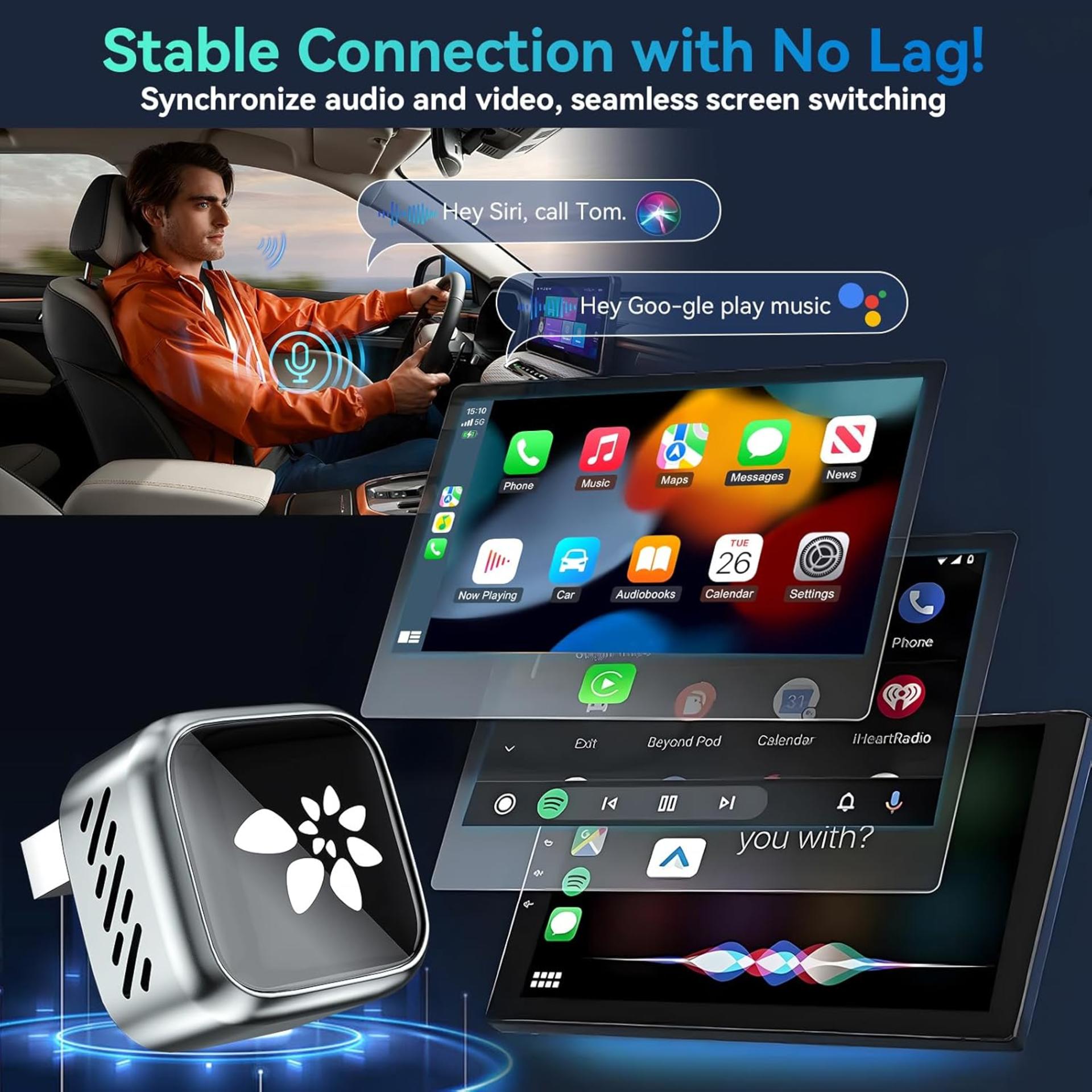 2026 Upgraded 2-in-1 Wireless CarPlay & Android Auto Adapter, 3s Auto-Connect with Zero Latency - 3