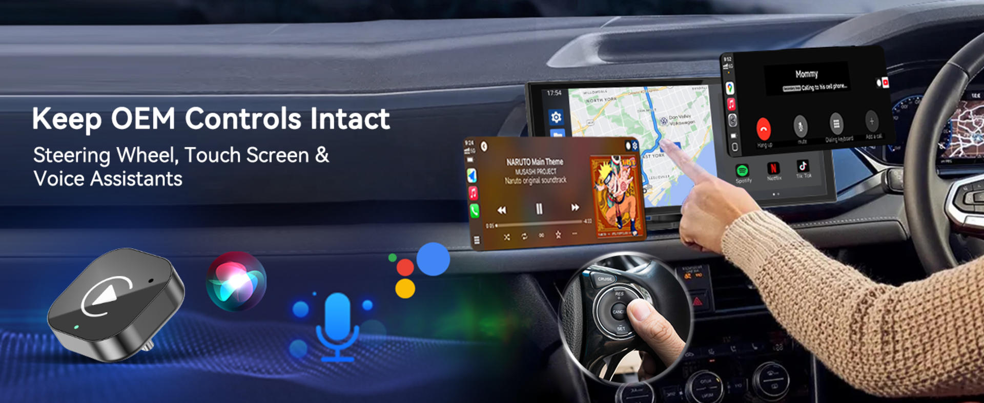 USB-C Wireless CarPlay & Android Auto Adapter, Plug-in Dongle for Factory Wired Systems detail 3