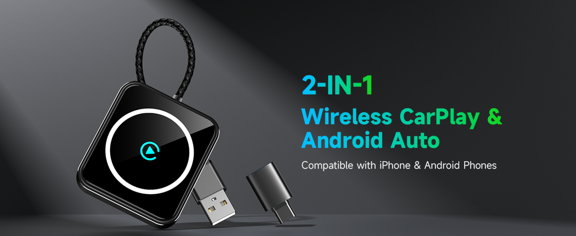 2-in-1 Wireless CarPlay and Android Auto Adapter, Plug & Play Dongle for Wired Cars, USB-A/C detail 1