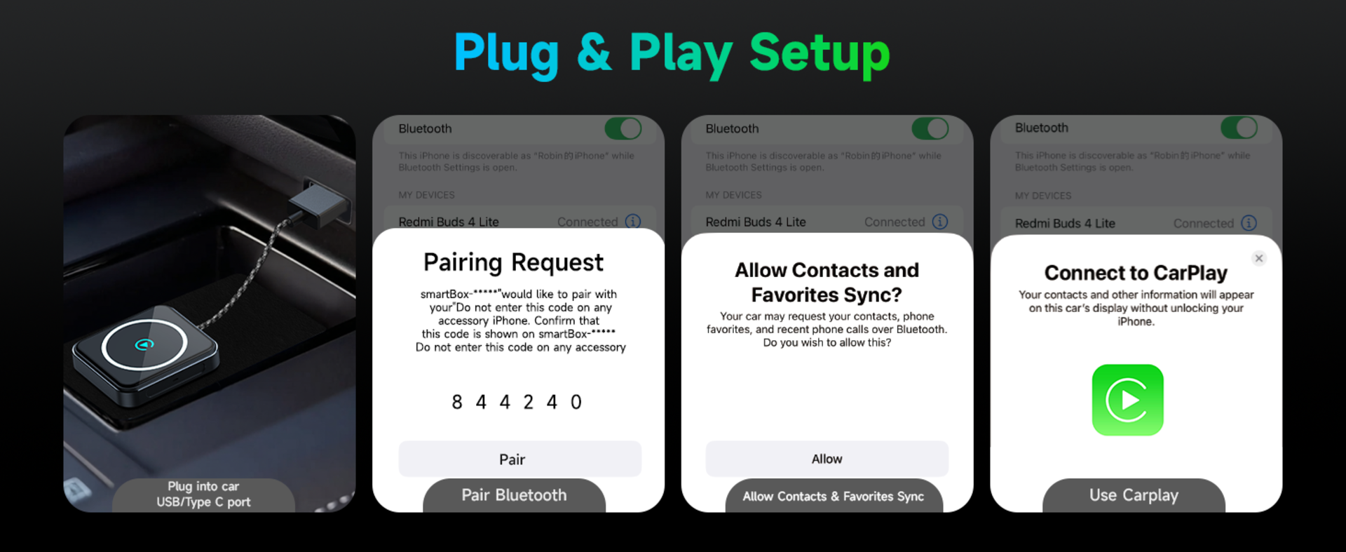 2-in-1 Wireless CarPlay and Android Auto Adapter, Plug & Play Dongle for Wired Cars, USB-A/C detail 5