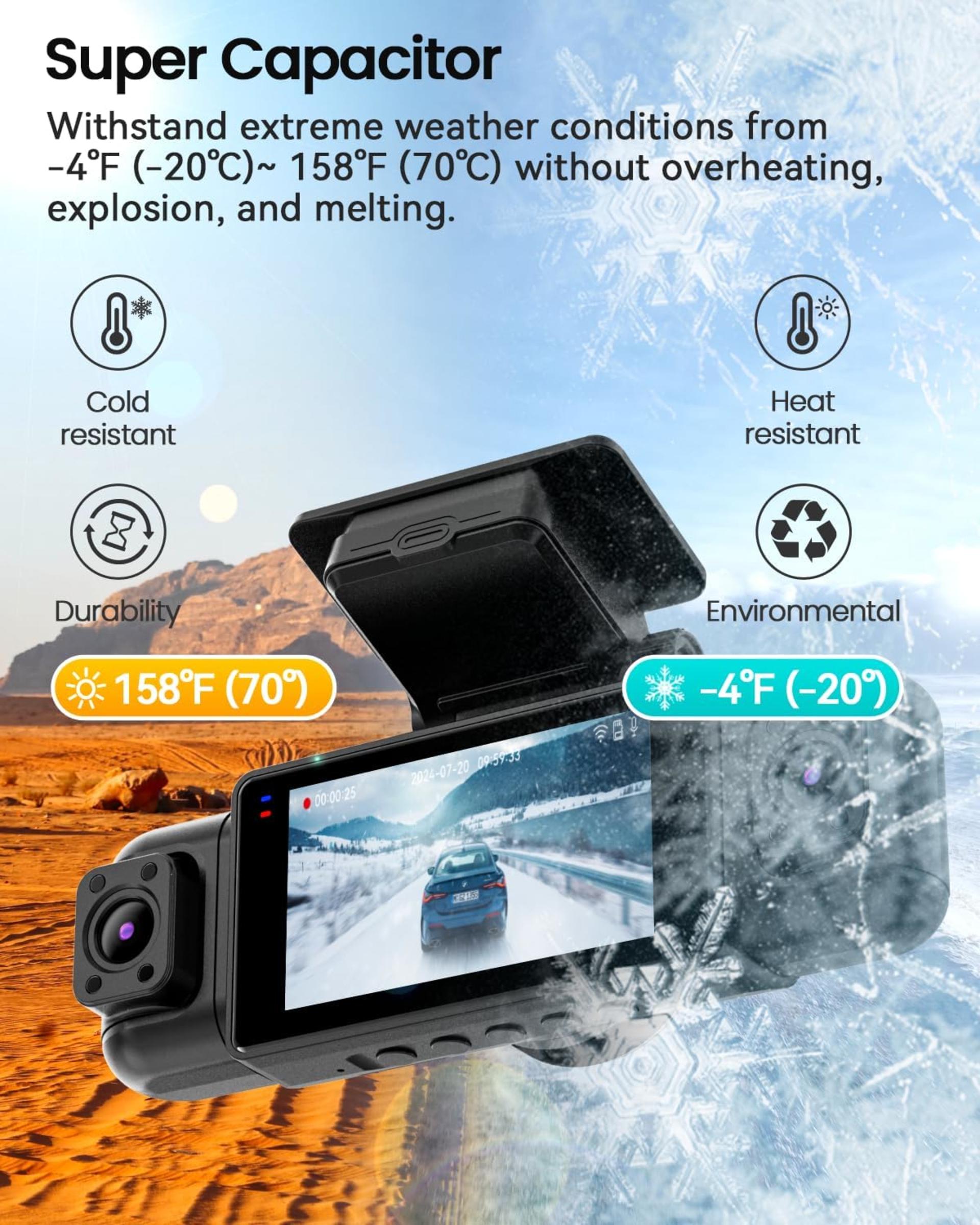 4 Channel Dash Cam 360° View, 1080P Front Rear and Sides Car Camera with 128GB Card - 8