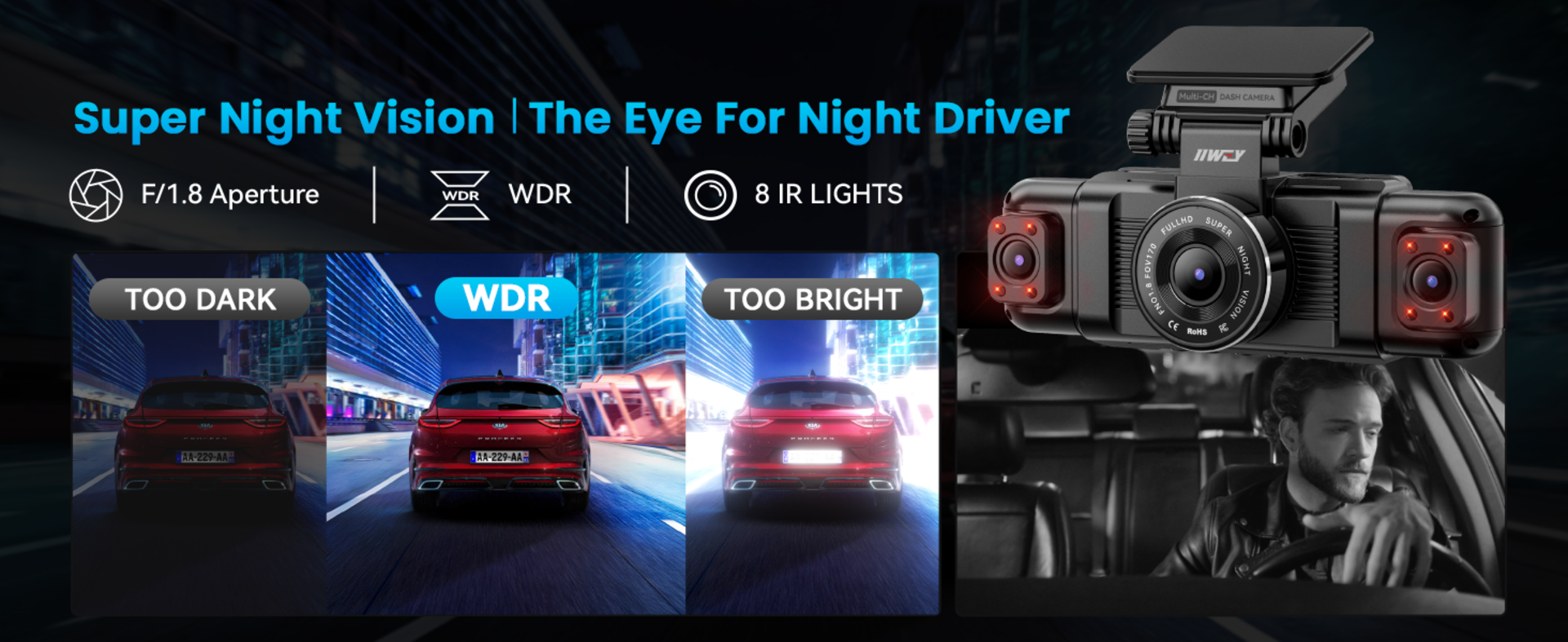 4 Channel Dash Cam 360° View, 1080P Front Rear and Sides Car Camera with 128GB Card detail 3