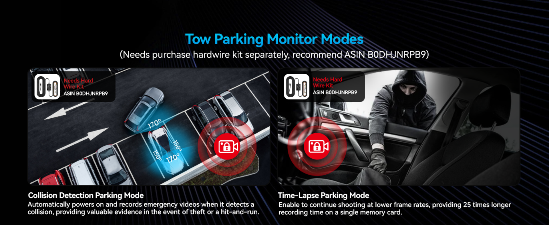 4 Channel Dash Cam 360° View, 1080P Front Rear and Sides Car Camera with 128GB Card detail 5
