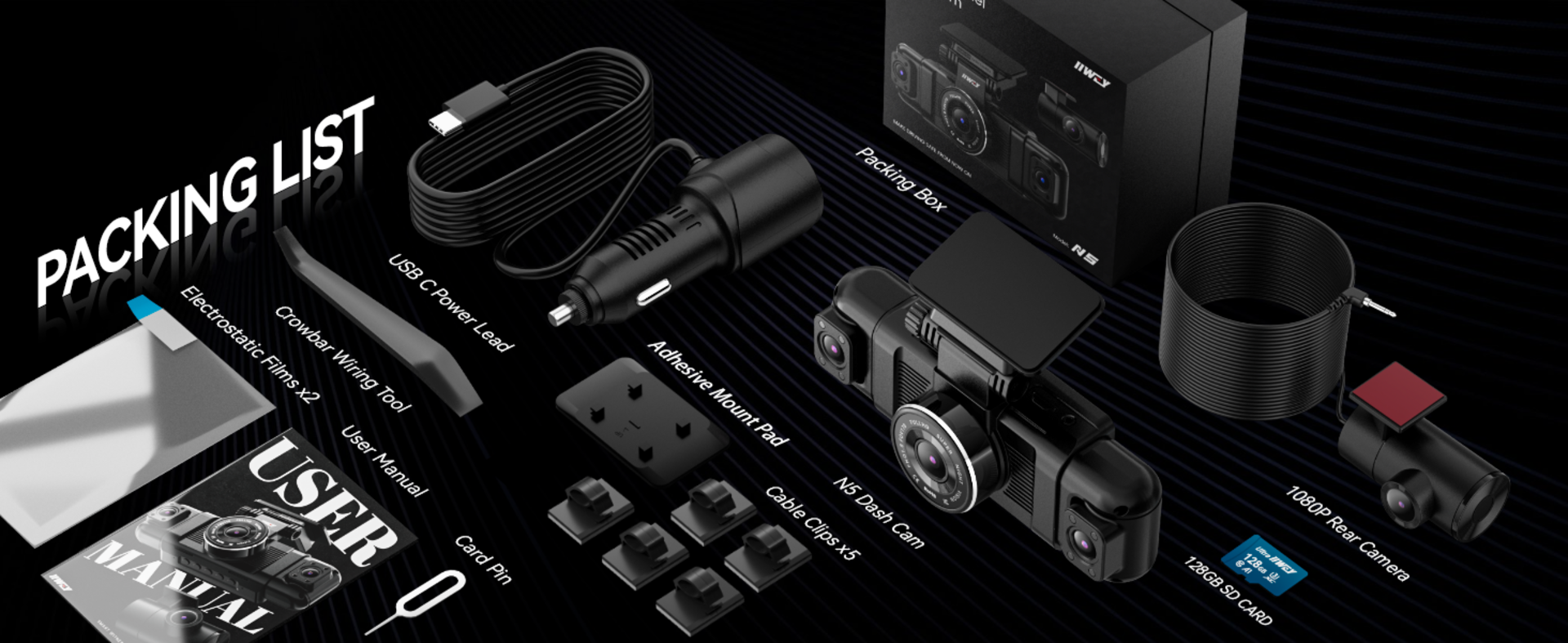 4 Channel Dash Cam 360° View, 1080P Front Rear and Sides Car Camera with 128GB Card detail 10