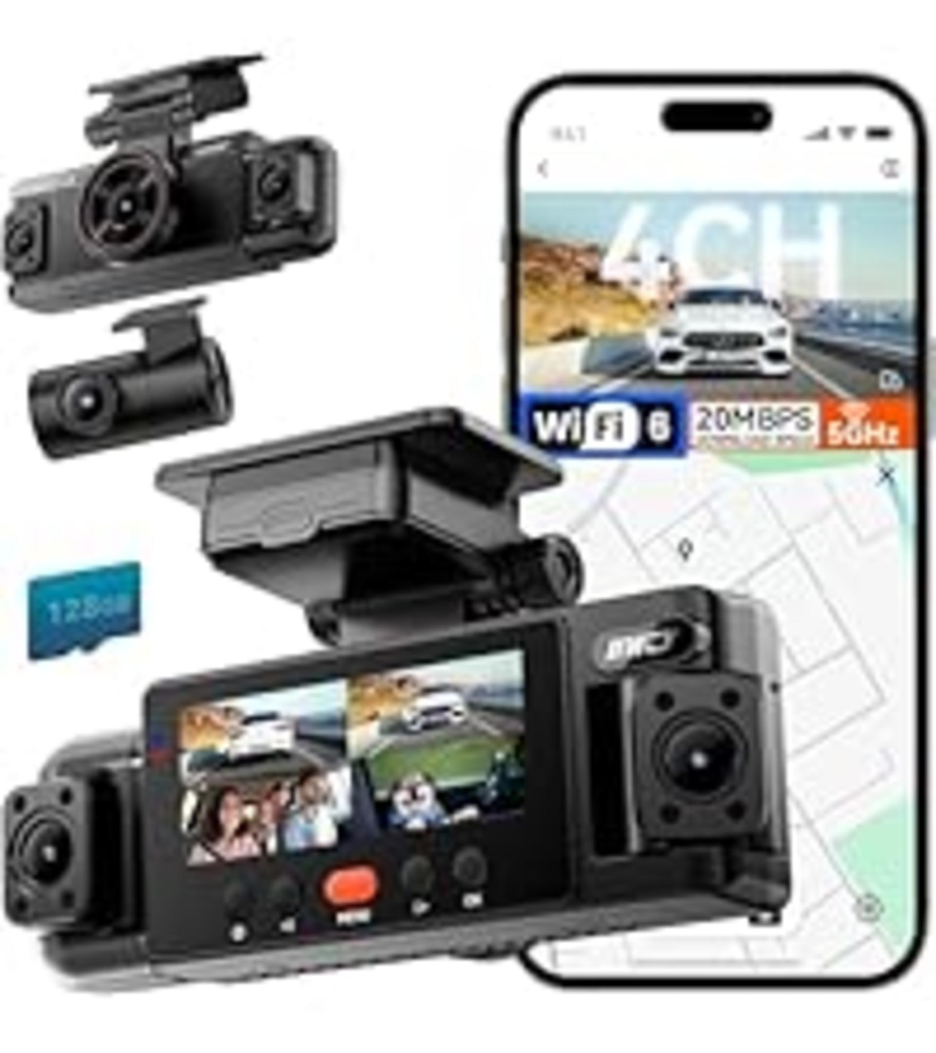 4 Channel Dash Cam 360° View, 1080P Front Rear and Sides Car Camera with 128GB Card detail 15