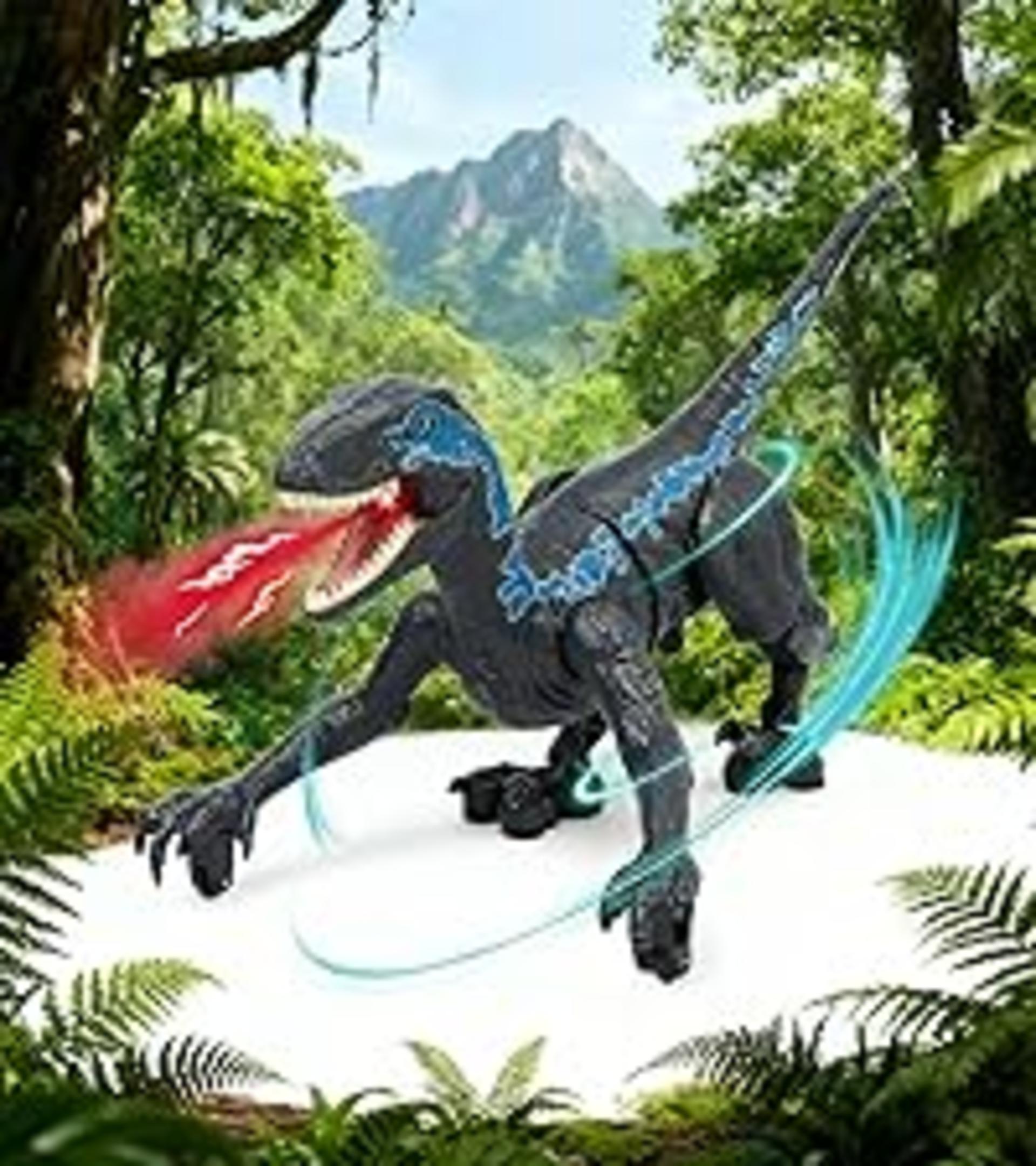 Dinosaur Race Car Track Set with Light & Sound - 217 Piece Prehistoric World Road Race for Boys & Girls detail 10