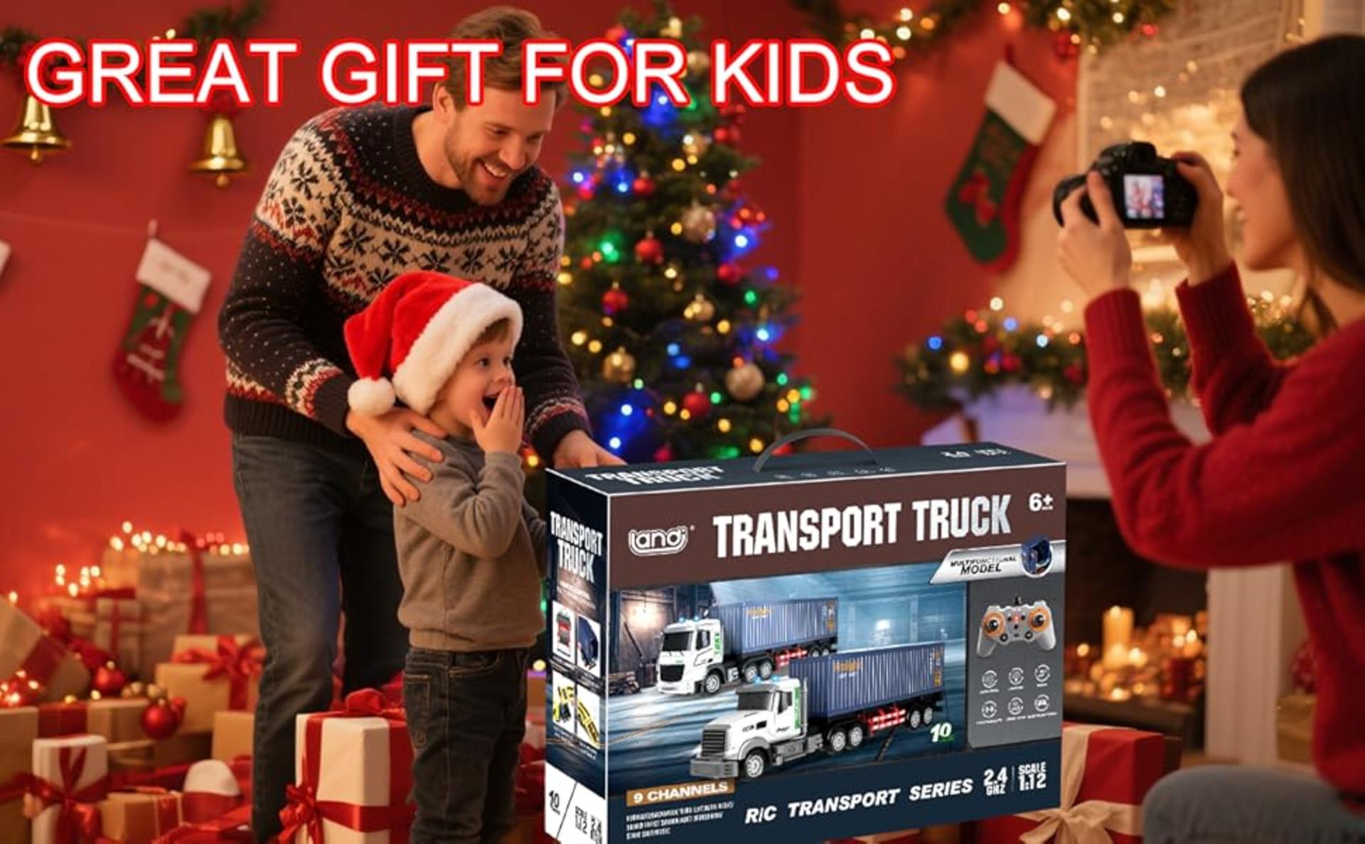 23.6-Inch 9-Channel Remote Control Semi Truck with Trailer - 1:24 Scale RC Container Carrier Toy detail 4