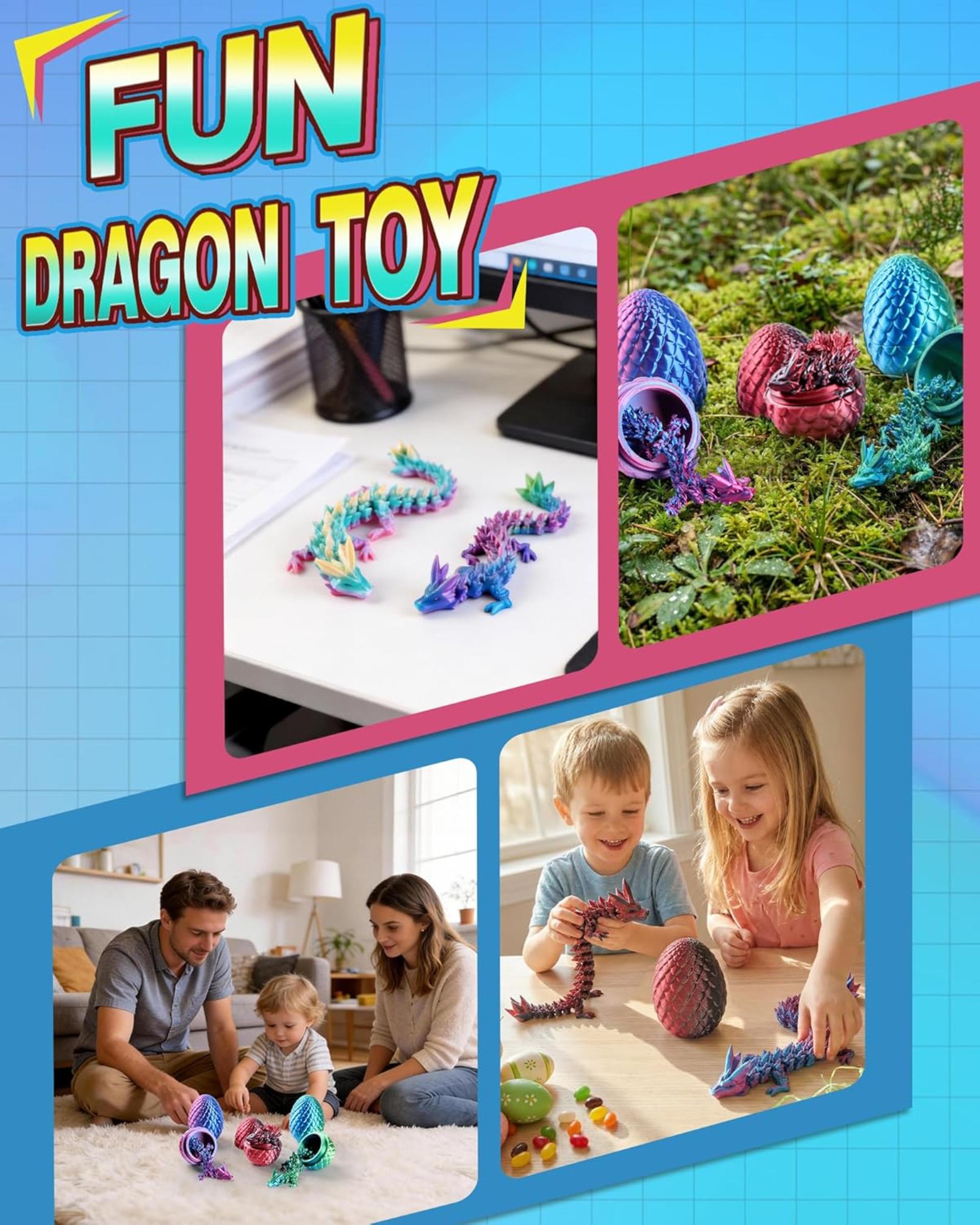 8" 3D Printed Dragon Eggs (4 Pack) - Unique Easter Basket Stuffers and Fantasy Decor for Kids - 6
