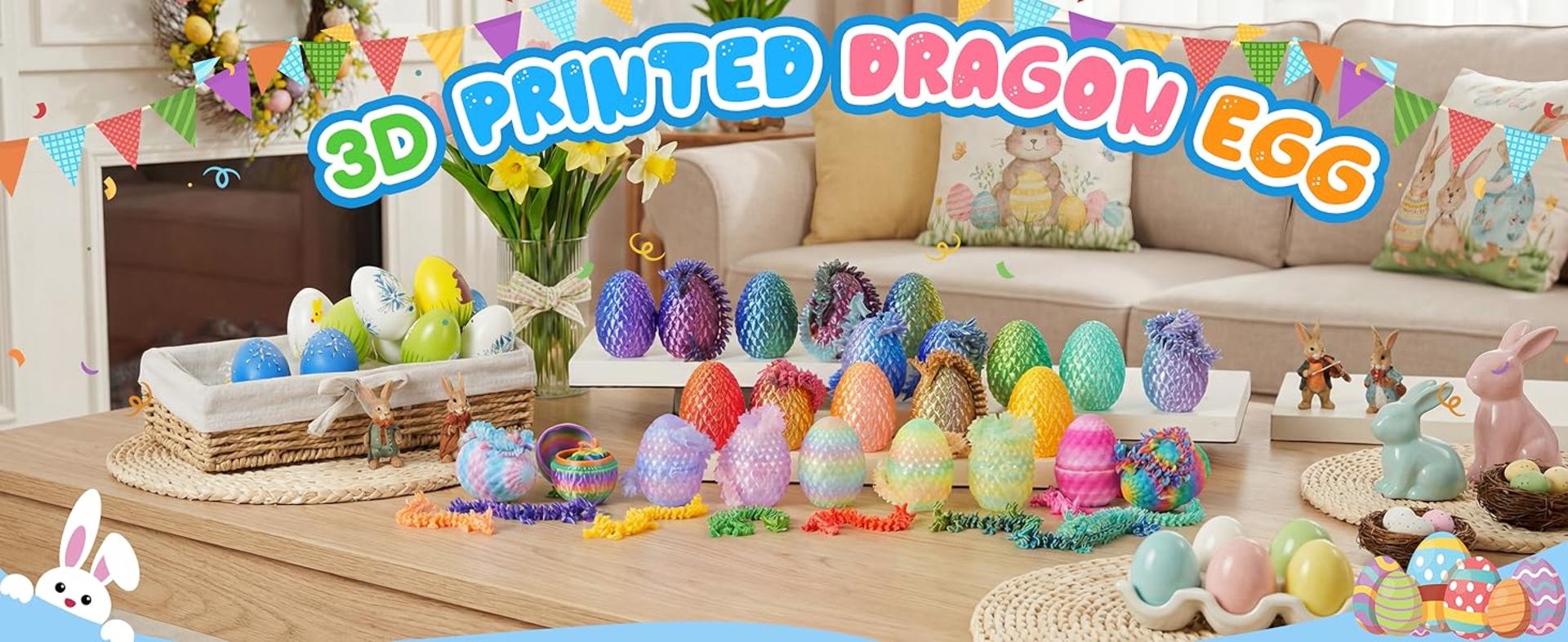 3D Printed Dragon Eggs with Mystery Crystal Dragons, 24 Pack Fantasy Tabletop Decor for Kids & Collectors detail 1