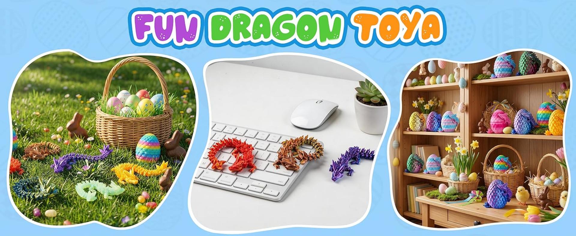 3D Printed Dragon Eggs with Mystery Crystal Dragons, 24 Pack Fantasy Tabletop Decor for Kids & Collectors detail 3