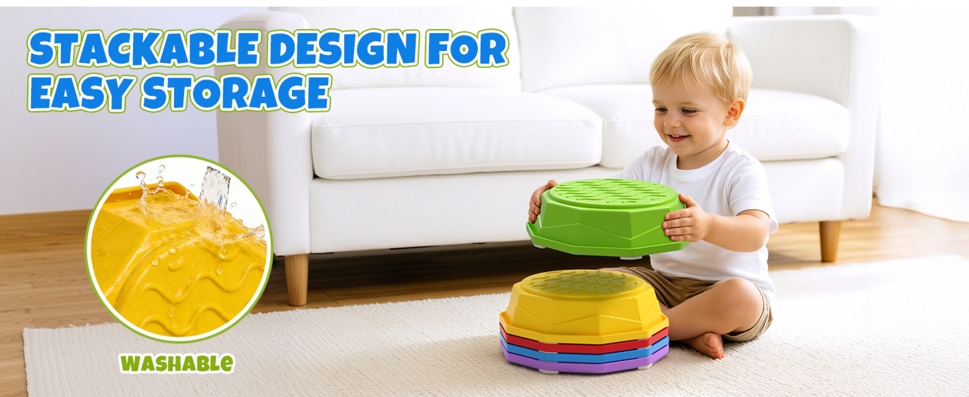 Balance Beam Stepping Stones for Kids - Non-Slip Sensory Obstacle Course Toys for Toddlers detail 4