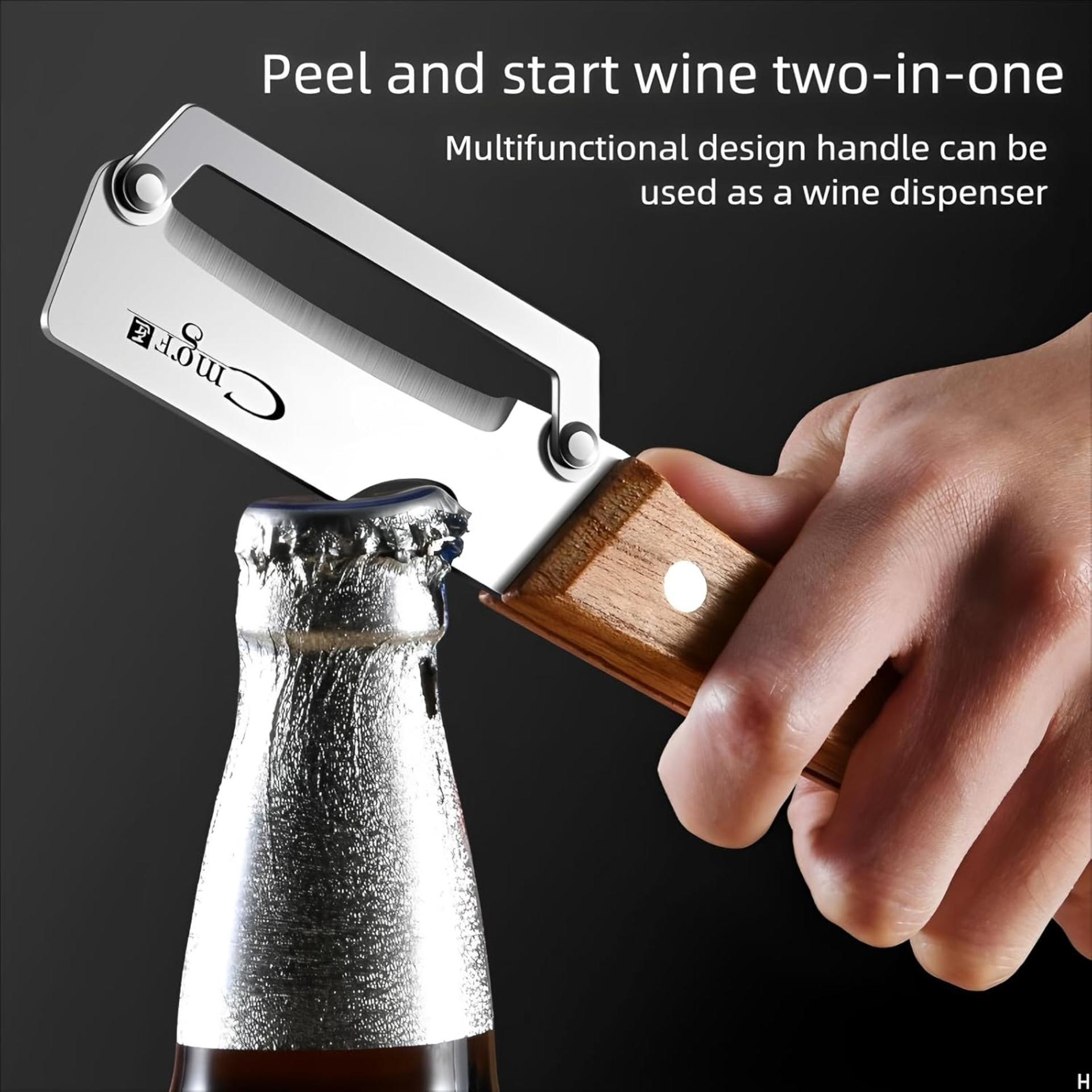 Premium Vegetable Peeler with Wooden Handle and Bottle Opener, Stainless Steel Blade Kitchen Tool - 5