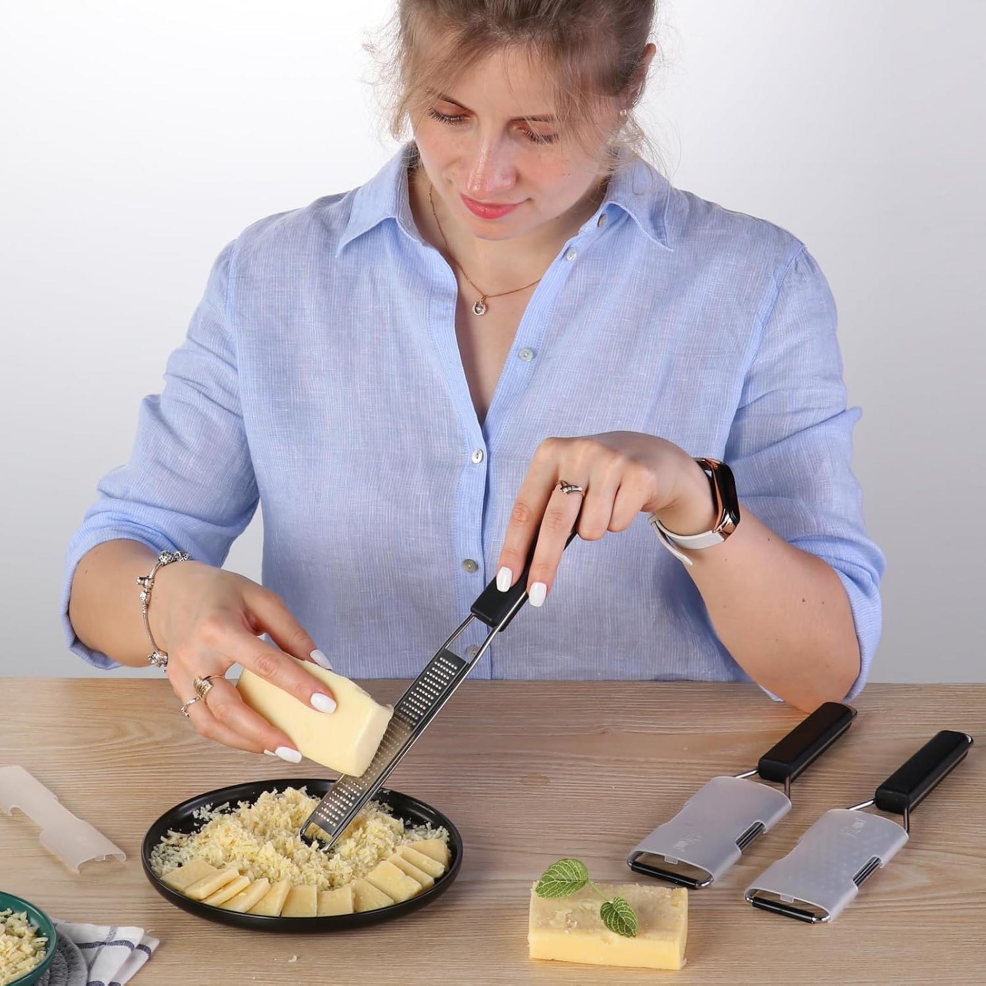 Lemon Zester Grater 3-Piece Set - Heavy Duty Kitchen Tool for Cheese, Ginger, Garlic - 6