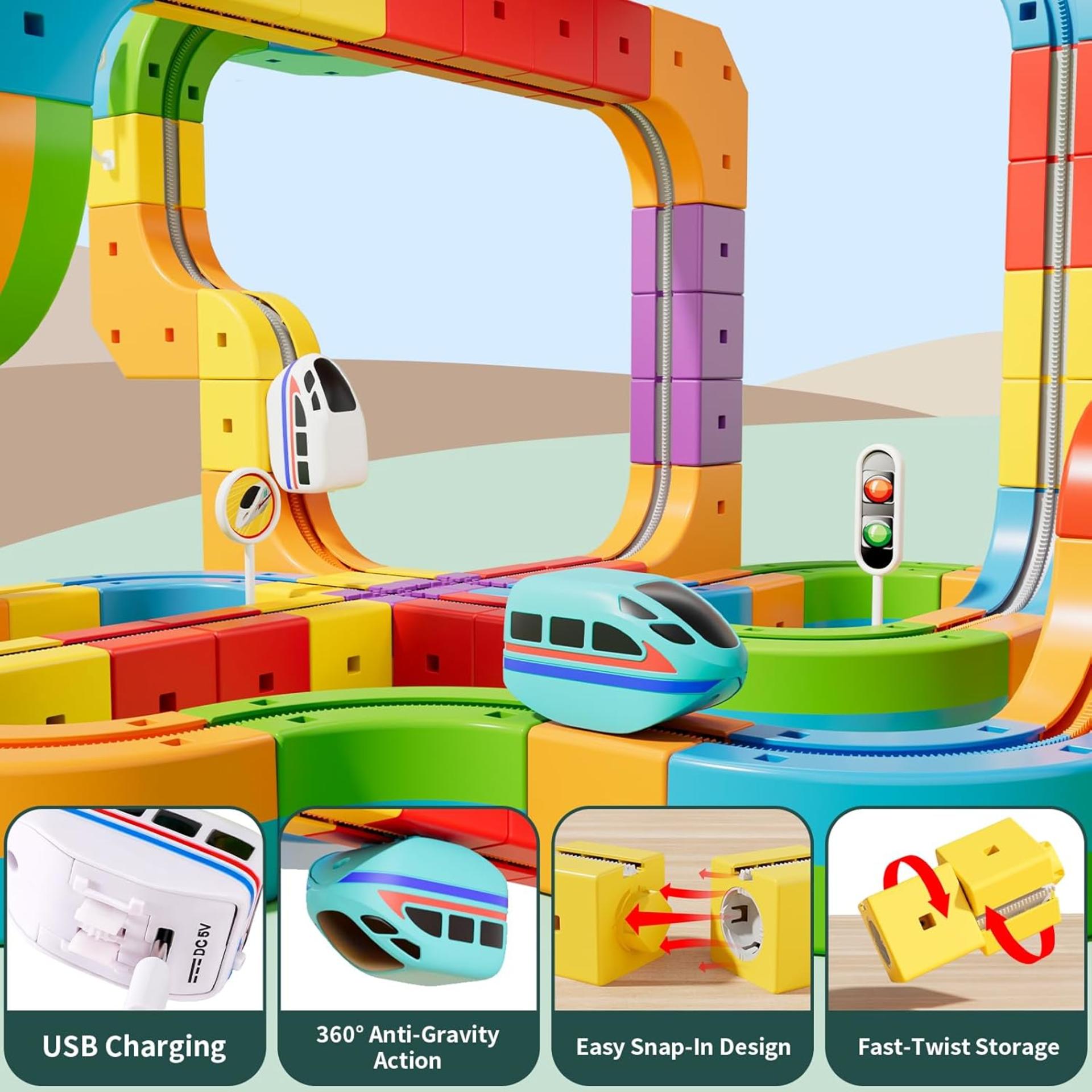 Electric Train Set 3D Magic Flexible Race Track for Kids 3-8 Years Old, Anti-Gravity STEM Toy - 3