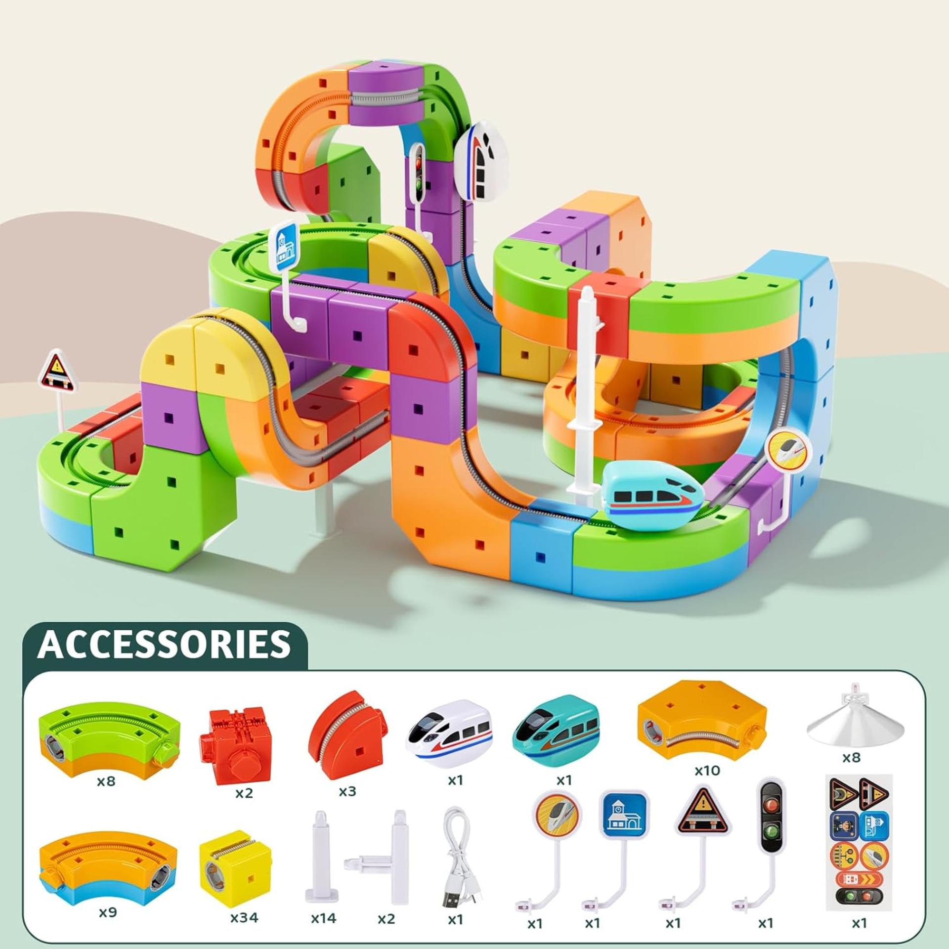 Electric Train Set 3D Magic Flexible Race Track for Kids 3-8 Years Old, Anti-Gravity STEM Toy - 2