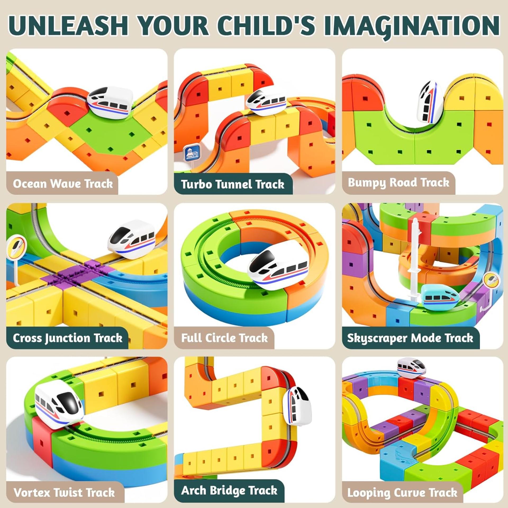 Electric Train Set 3D Magic Flexible Race Track for Kids 3-8 Years Old, Anti-Gravity STEM Toy - 4