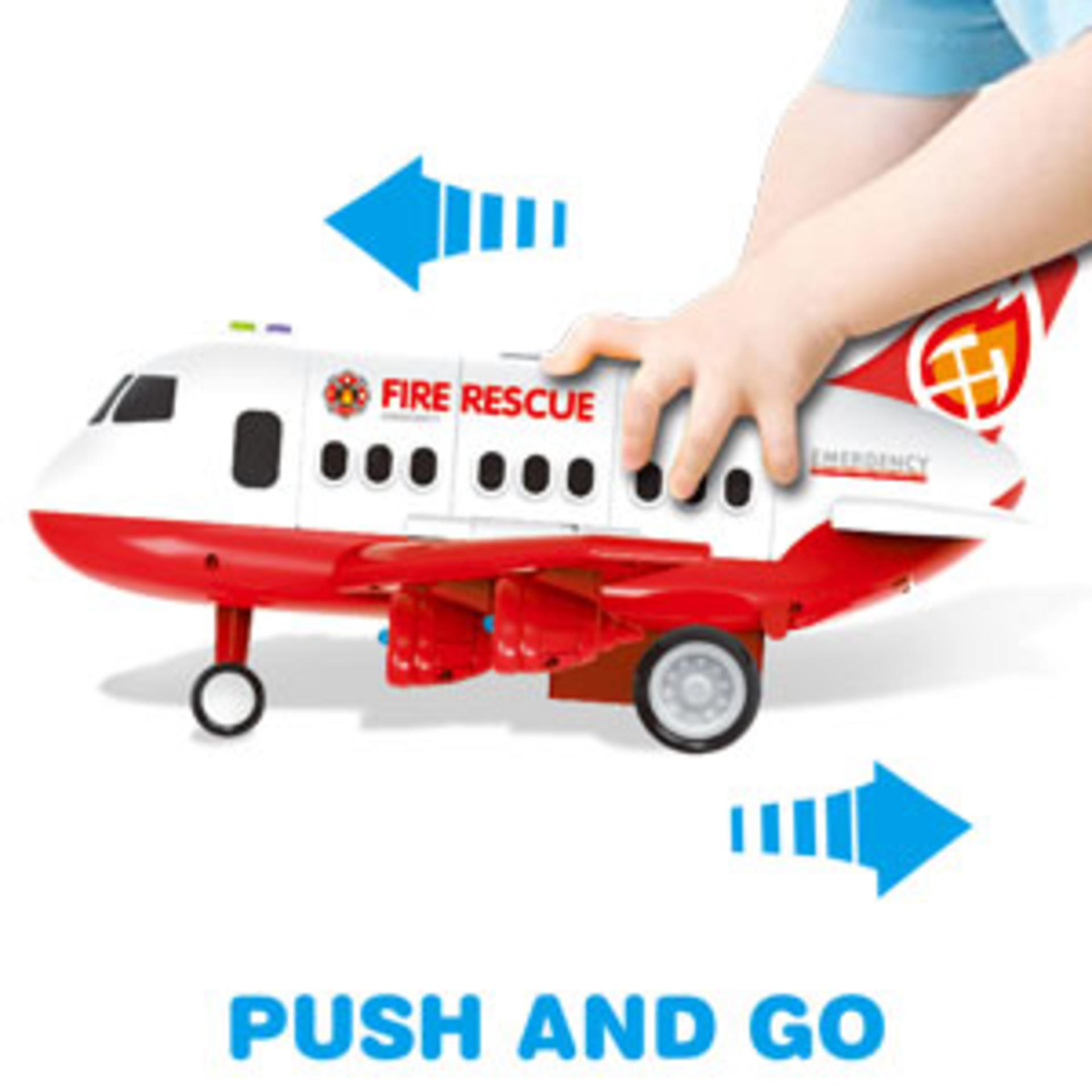 Airplane Toy Set with Fire Truck Cars and Play Mat for Boys and Girls Ages 3+ detail 4