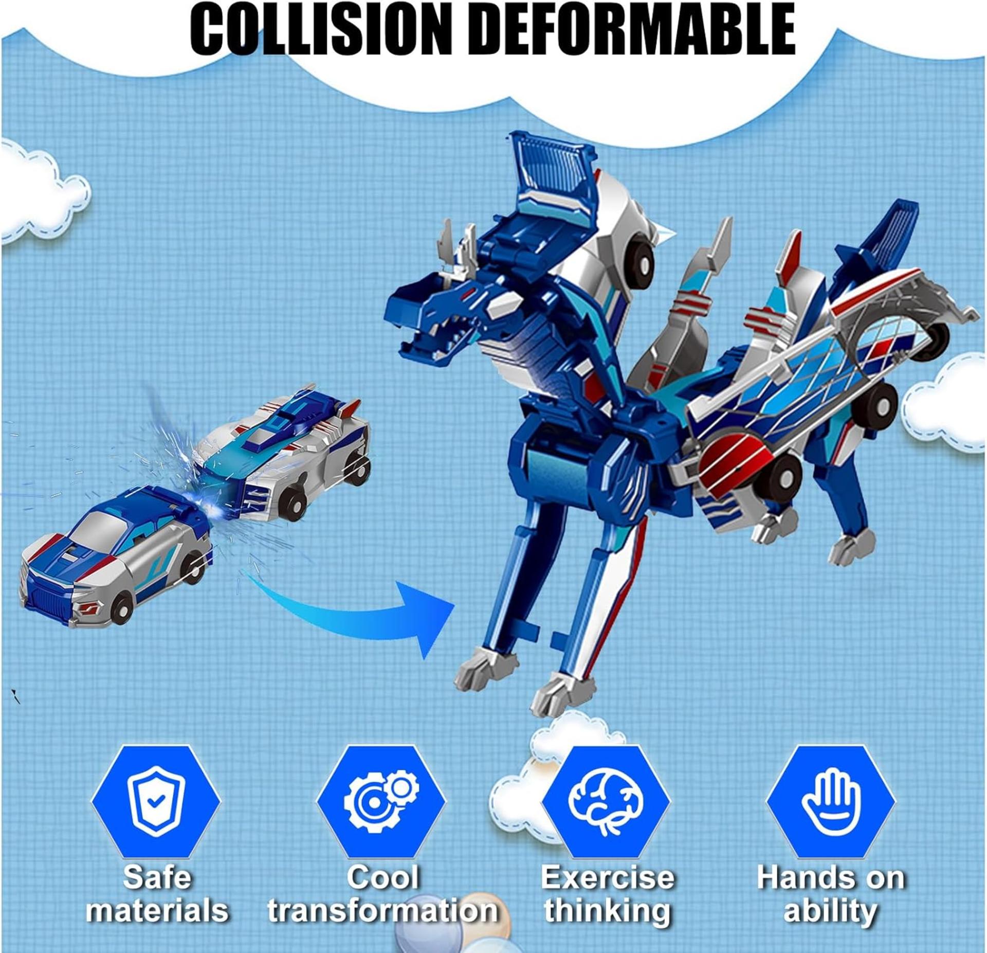 2-in-1 Collision Transformation Dinosaur Car Toy - Magnetic Convertible Robot for Kids - 2