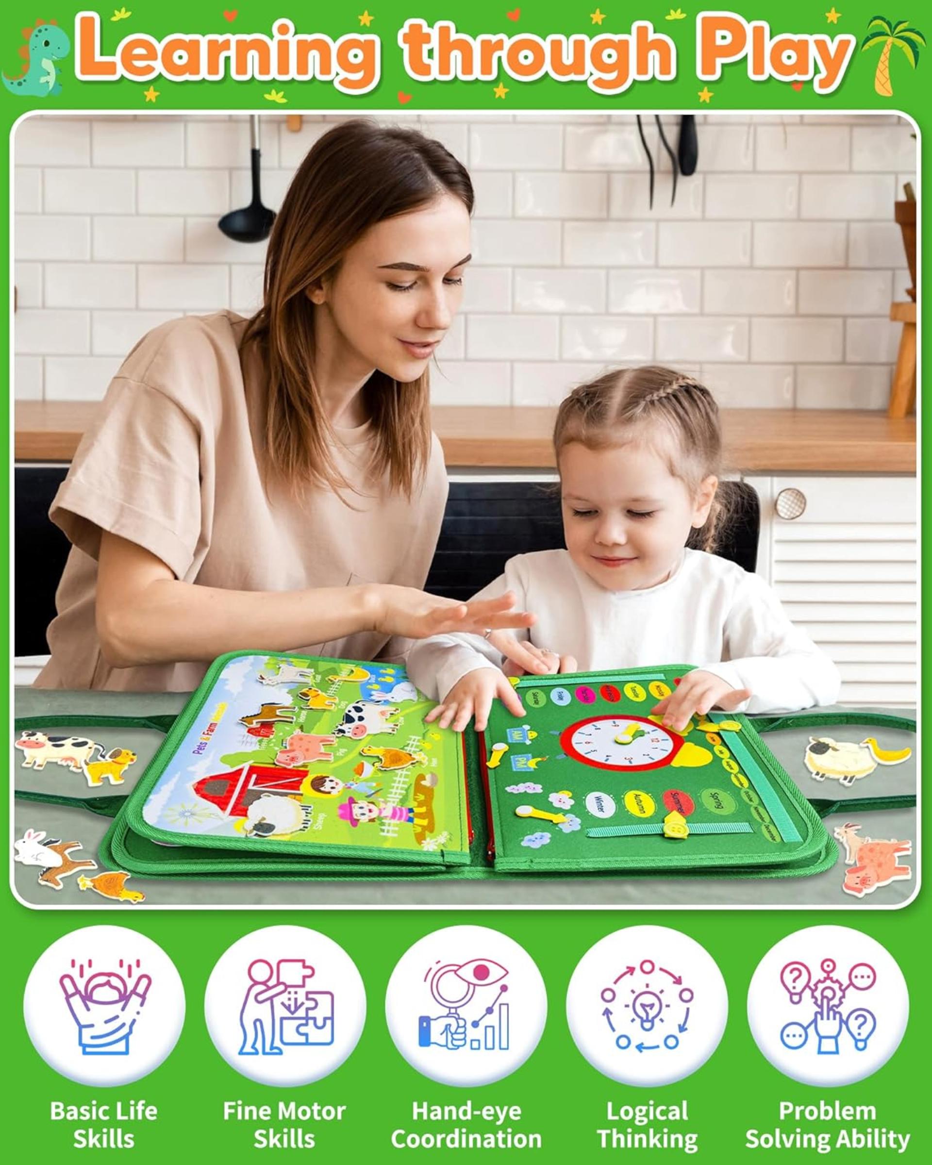 8-Page Montessori Busy Board for Toddlers - Sensory Learning & Fine Motor Skills Toy - 5