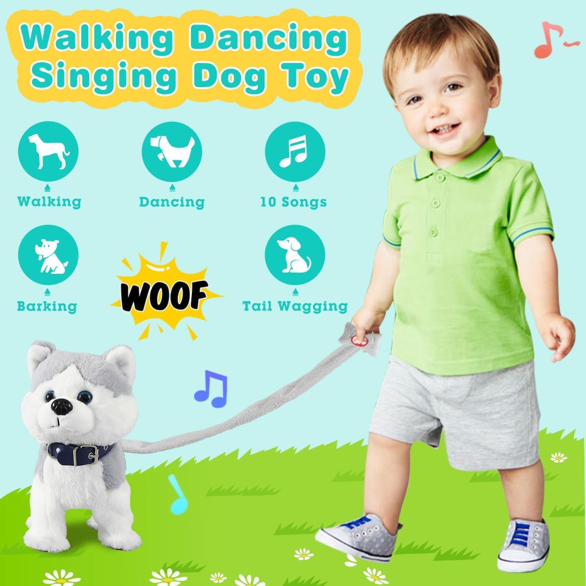 Husky Walking Dog Toy for Girls, Interactive Barking Puppy with Control Leash, Musical Dancing Plush Electronic Pet - 3