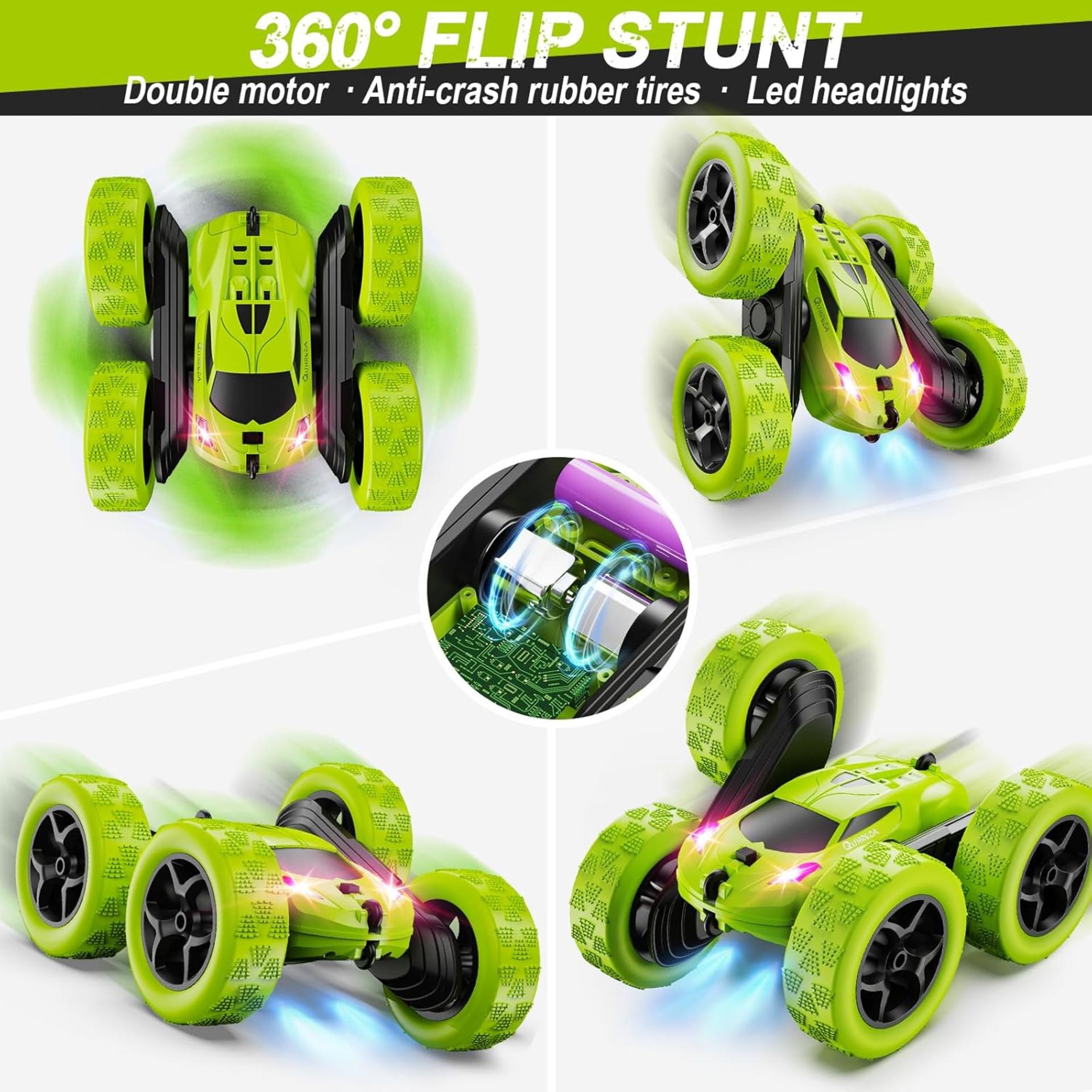 Remote Control Stunt Car for Kids 6+, 4WD Double Sided 360° Rotating RC Toy with Headlights - 4