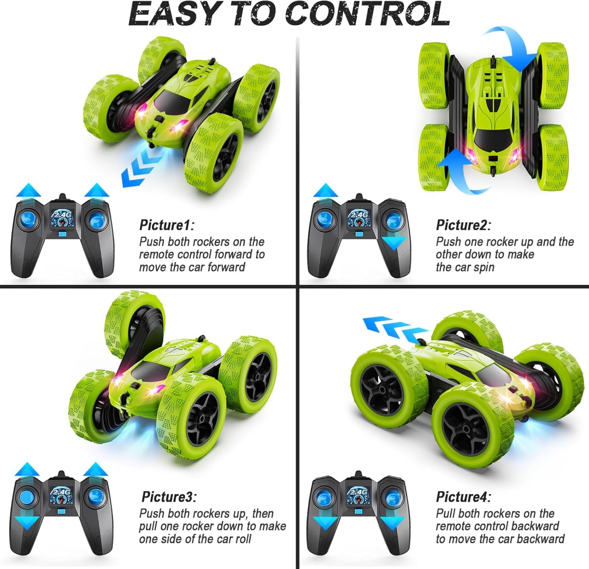 Remote Control Stunt Car for Kids 6+, 4WD Double Sided 360° Rotating RC Toy with Headlights - 6