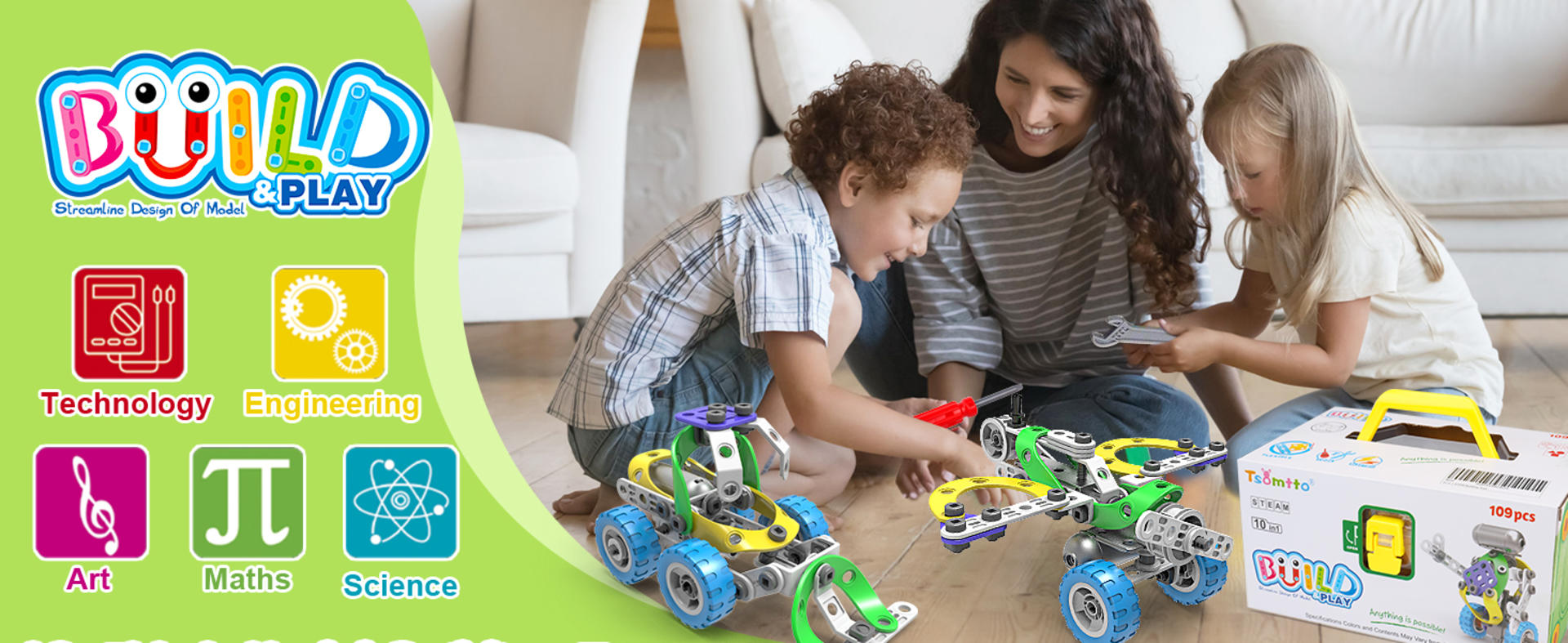 10-in-1 Electric STEM Building Toy Set for Kids Ages 5-12, 109 Pieces Educational Construction Kit detail 2