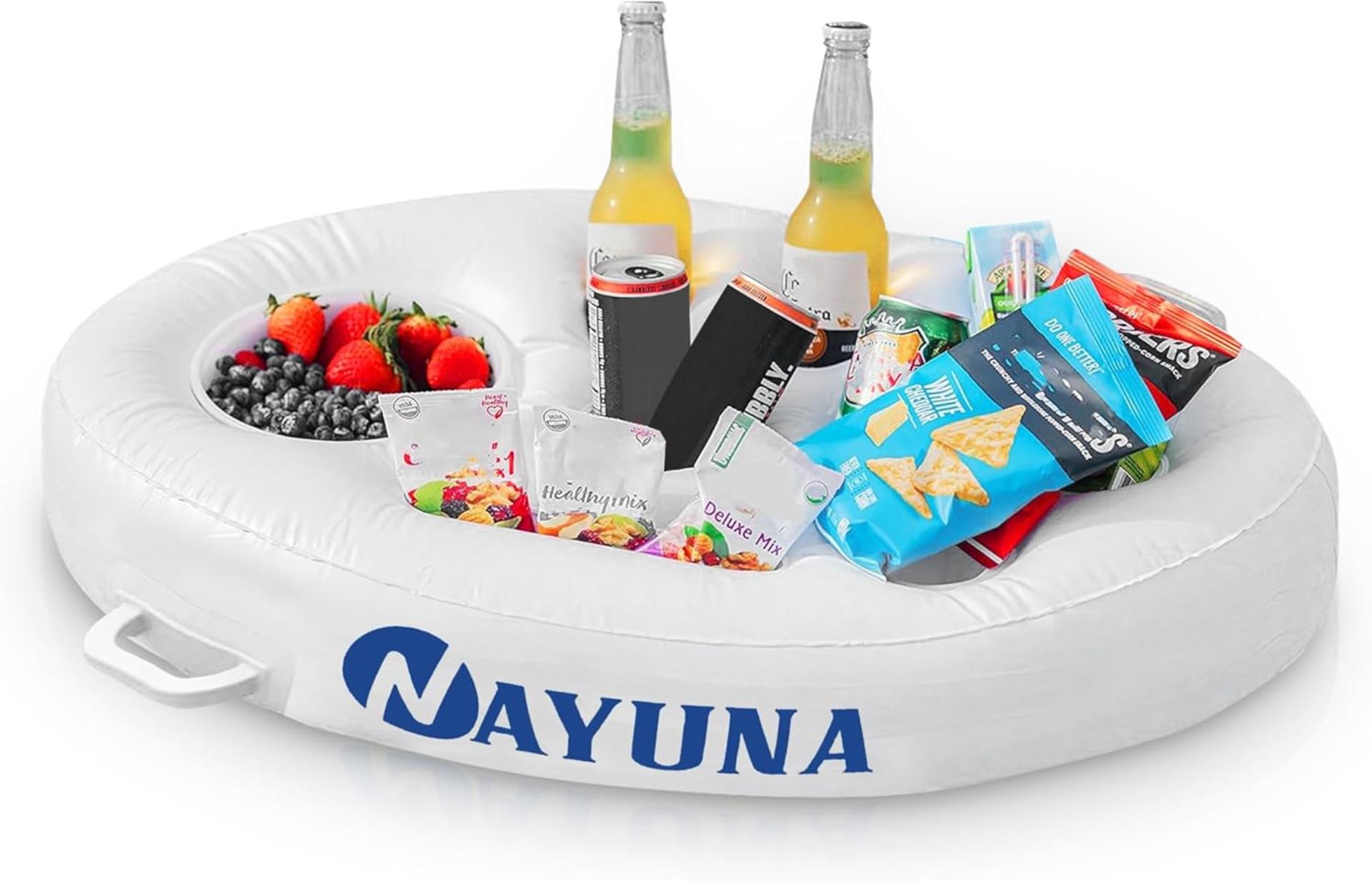 Floating Food & Drinks Holder for Pool and Hot Tub - Premium Floating Bar with Phone Slot