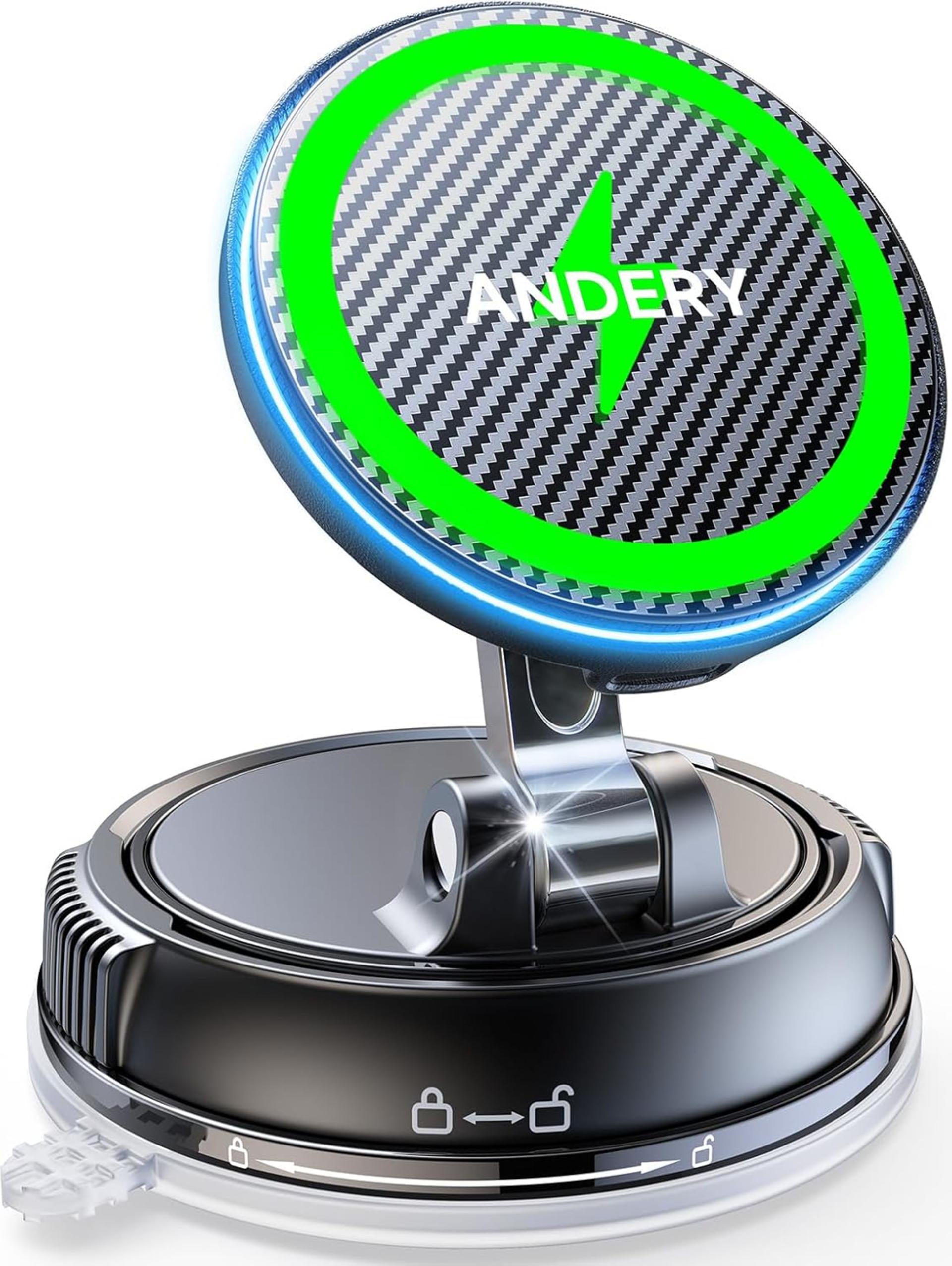Magnetic Car Mount Charger for iPhone - 15W Fast Wireless Charging, 78LBS Suction Phone Holder