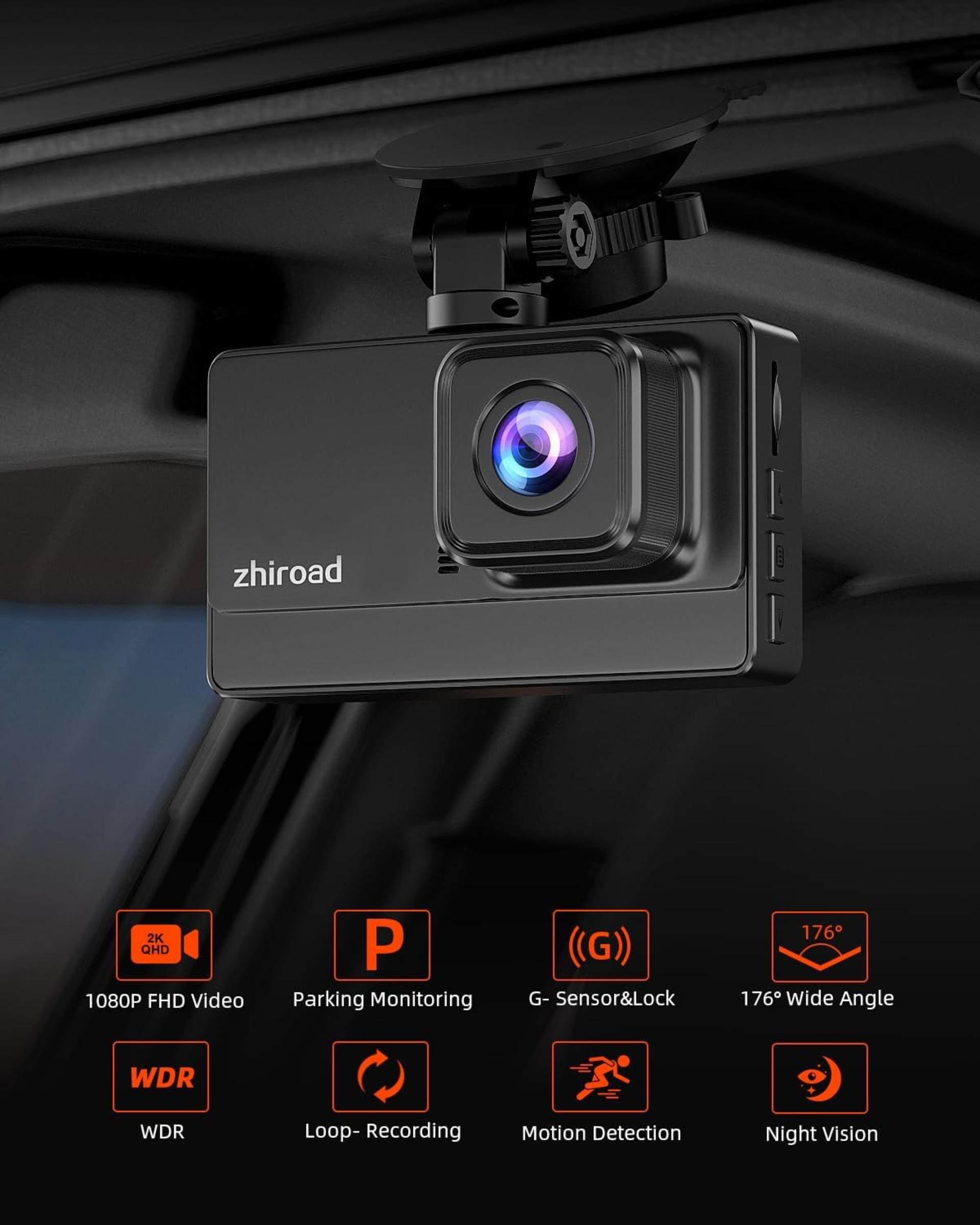 1080P FHD Front Dash Camera for Cars, 3" IPS Screen, 176° Wide Angle, Night Vision - 2