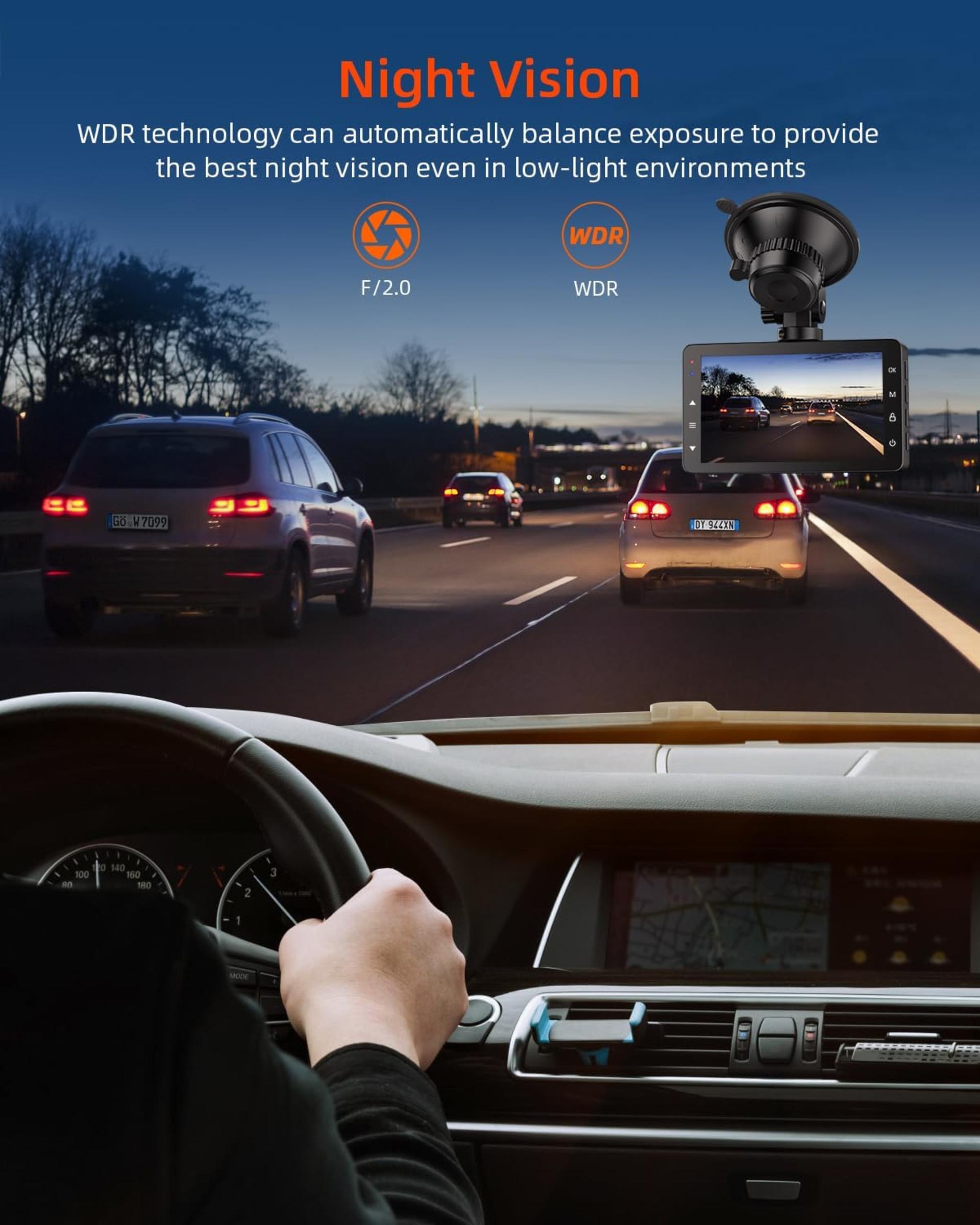 1080P FHD Front Dash Camera for Cars, 3" IPS Screen, 176° Wide Angle, Night Vision - 5