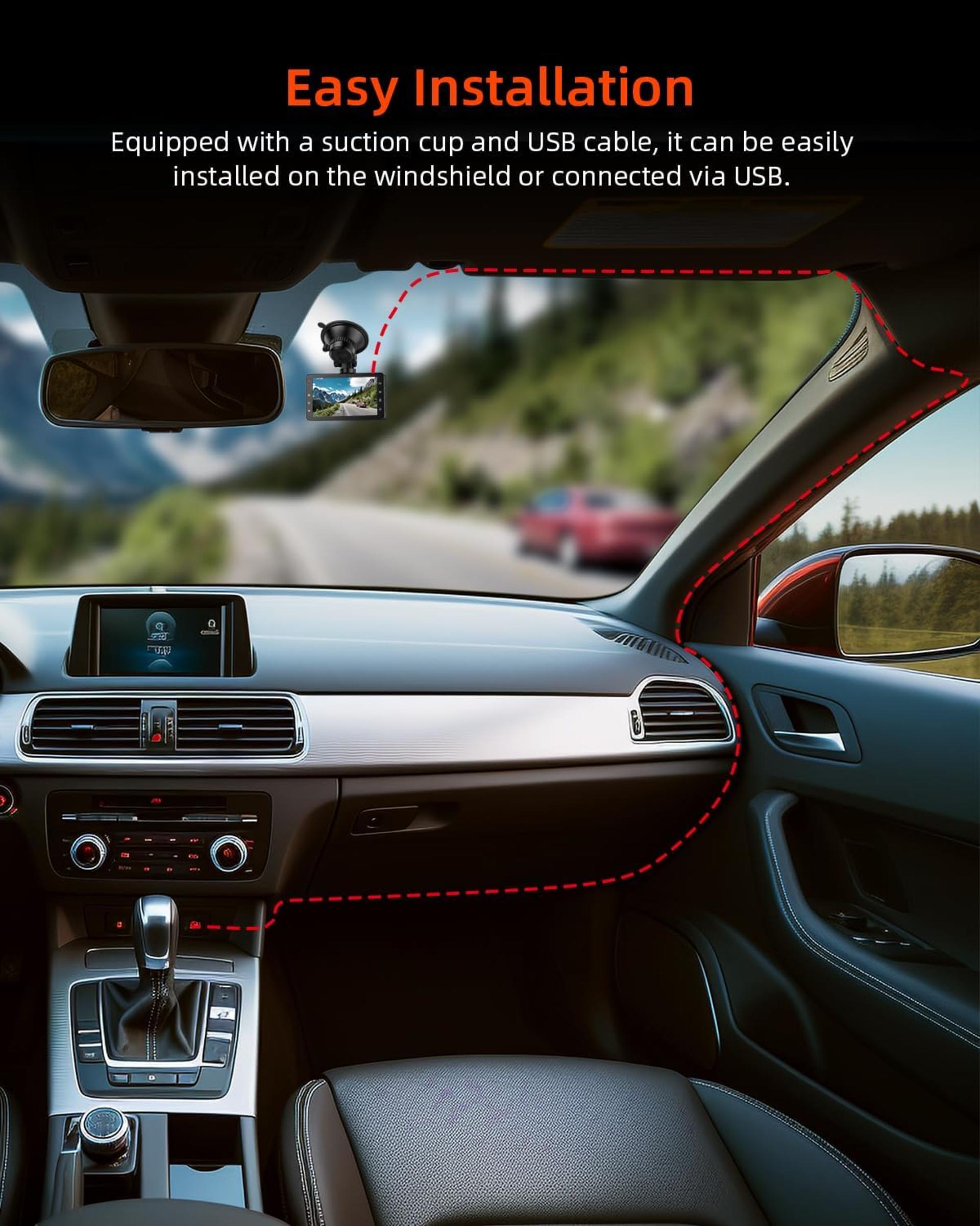 1080P FHD Front Dash Camera for Cars, 3" IPS Screen, 176° Wide Angle, Night Vision - 7