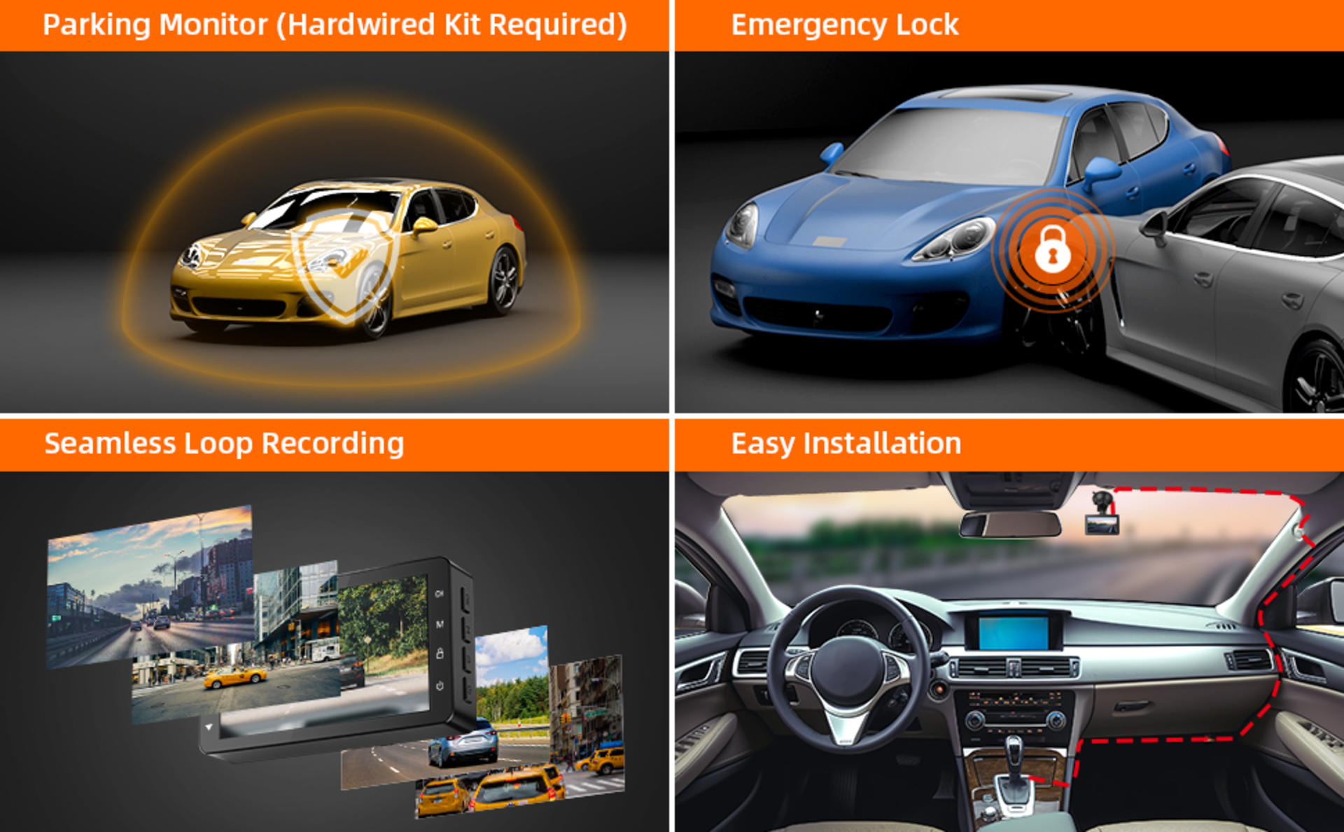 1080P FHD Front Dash Camera for Cars, 3" IPS Screen, 176° Wide Angle, Night Vision detail 2