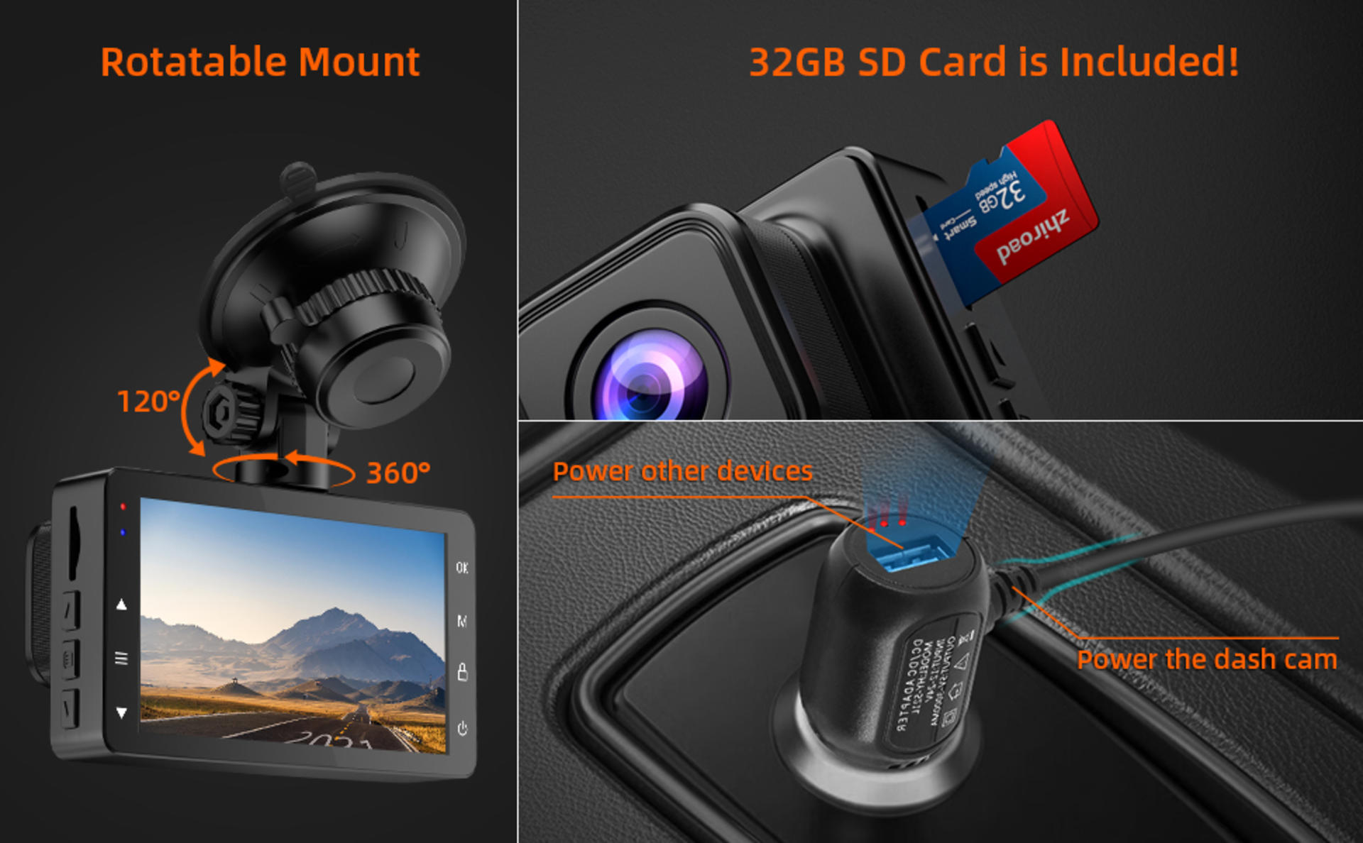 1080P FHD Front Dash Camera for Cars, 3" IPS Screen, 176° Wide Angle, Night Vision detail 4
