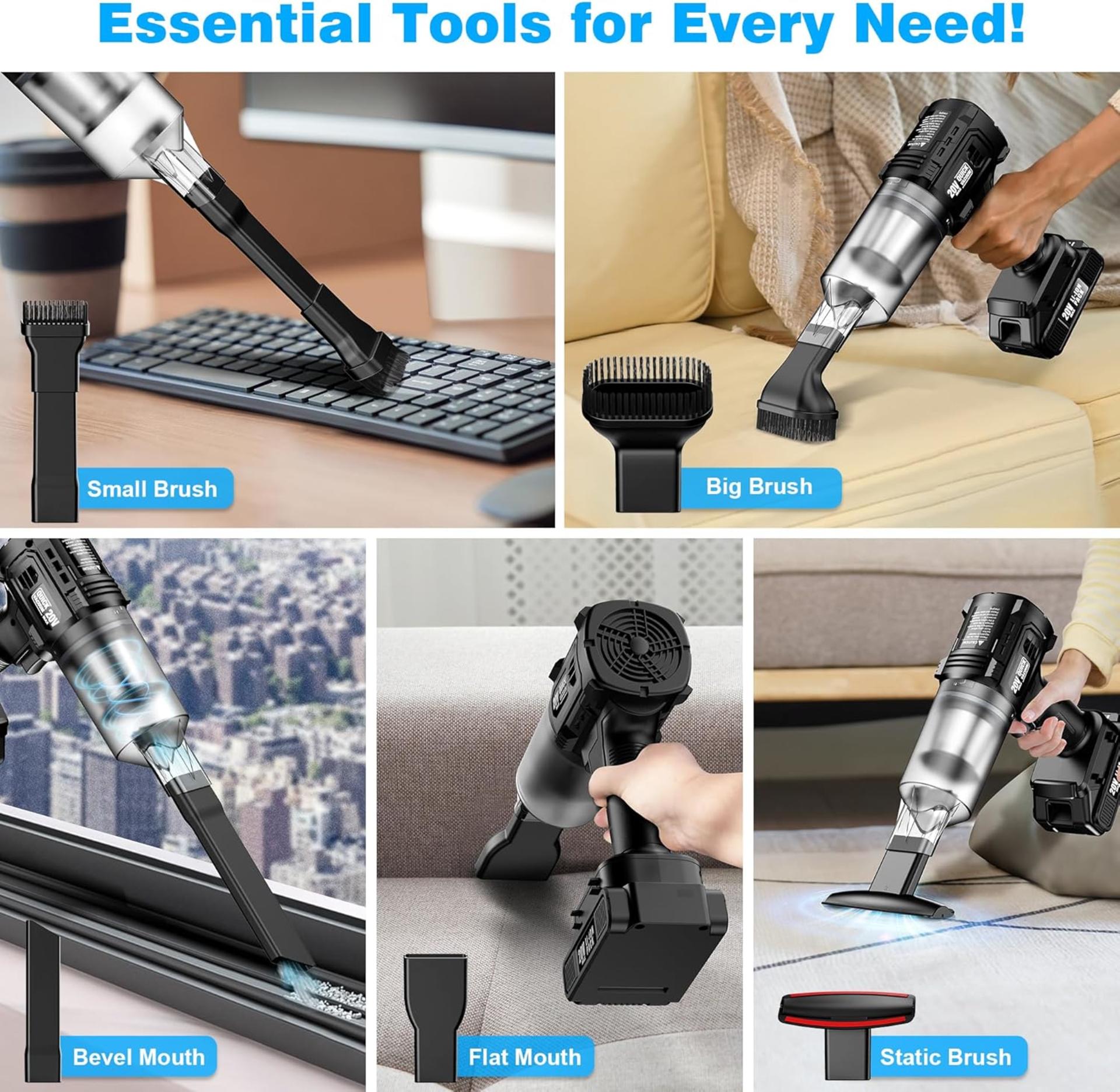 Cordless Car Vacuum, 35000PA Suction Handheld Vacuum with 2 Batteries, 60Min Runtime - 5