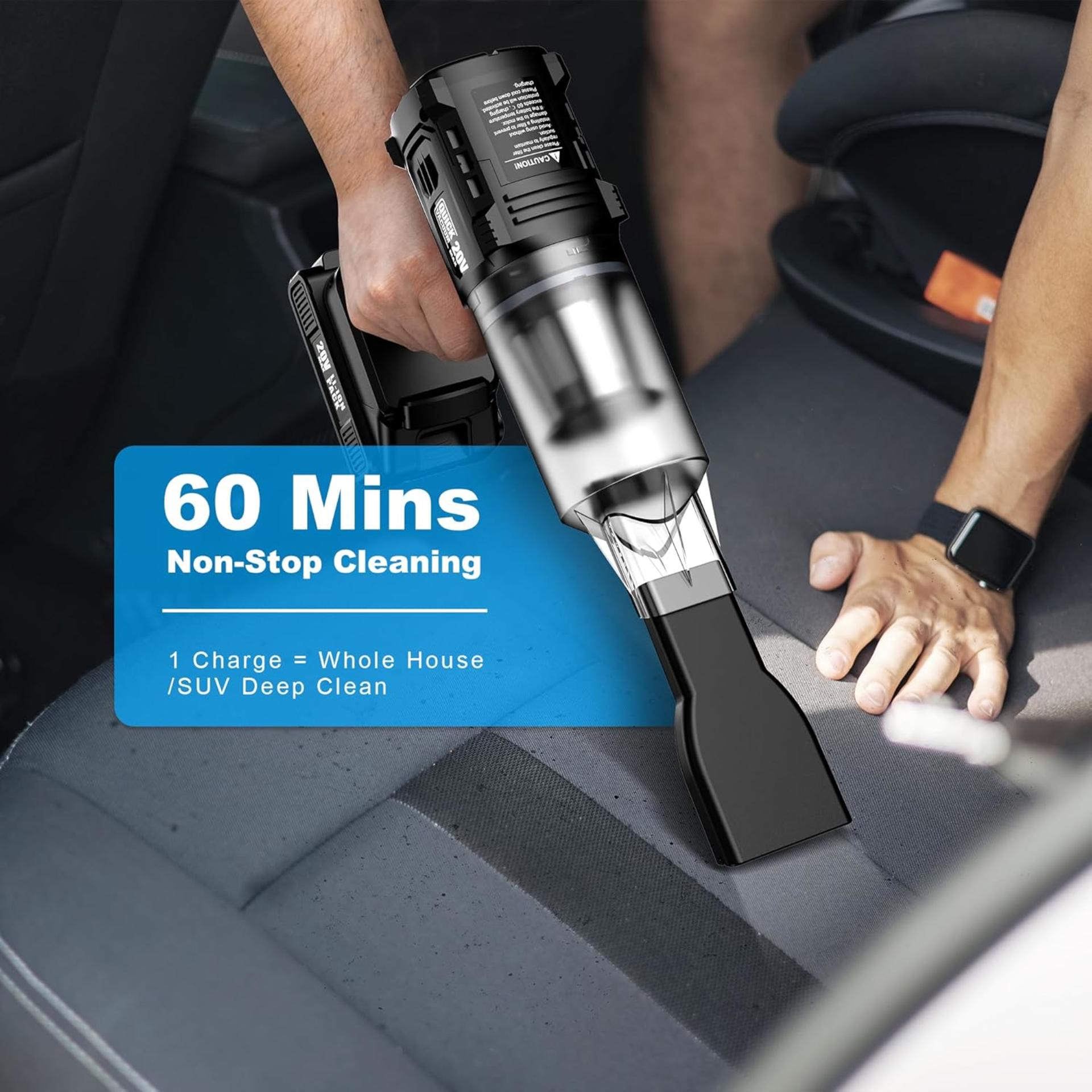 Cordless Car Vacuum, 35000PA Suction Handheld Vacuum with 2 Batteries, 60Min Runtime - 6