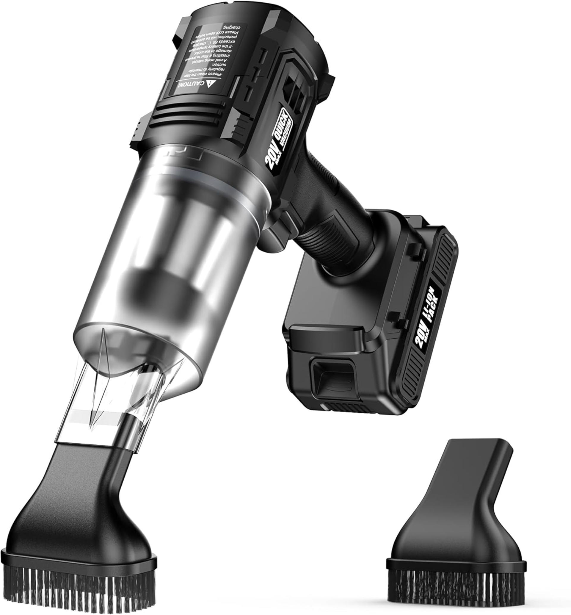 Cordless Car Vacuum, 35000PA Suction Handheld Vacuum with 2 Batteries, 60Min Runtime - 8