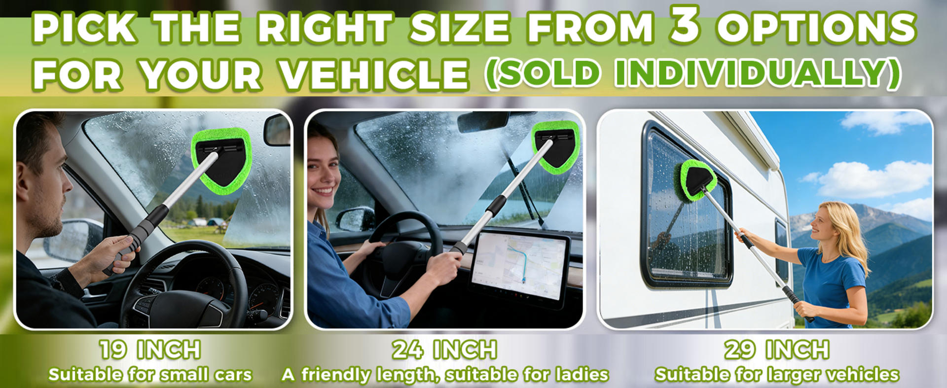 Windshield Cleaner Tool - Car Interior Window Cleaning Kit with Extendable Handle & 4 Microfiber Pads detail 11