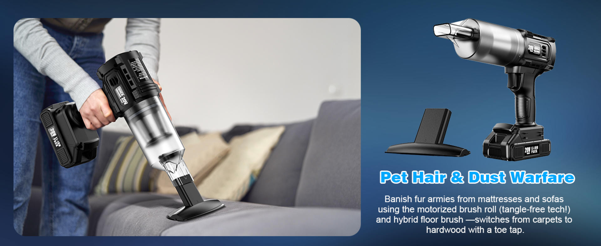 Cordless Car Vacuum, 35000PA Suction Handheld Vacuum with 2 Batteries, 60Min Runtime detail 4