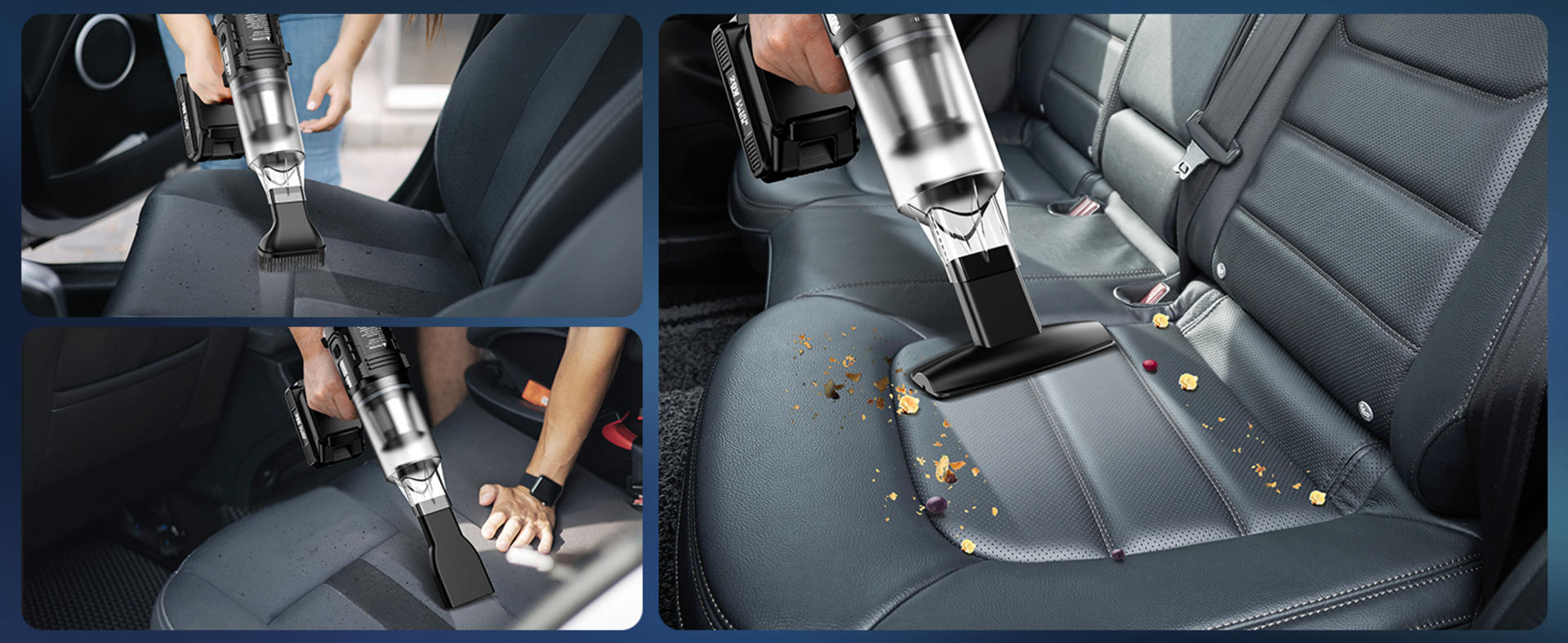 Cordless Car Vacuum, 35000PA Suction Handheld Vacuum with 2 Batteries, 60Min Runtime detail 7