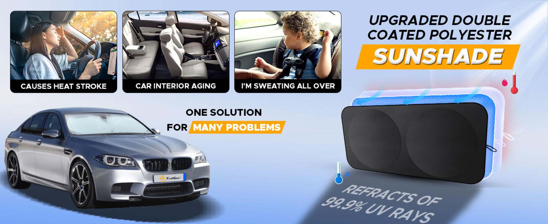 Car Windshield Sunshade - Blocks 99% Heat & UV Rays, Universal Fit for Cars, SUVs, Trucks (64x32 Inches) detail 8