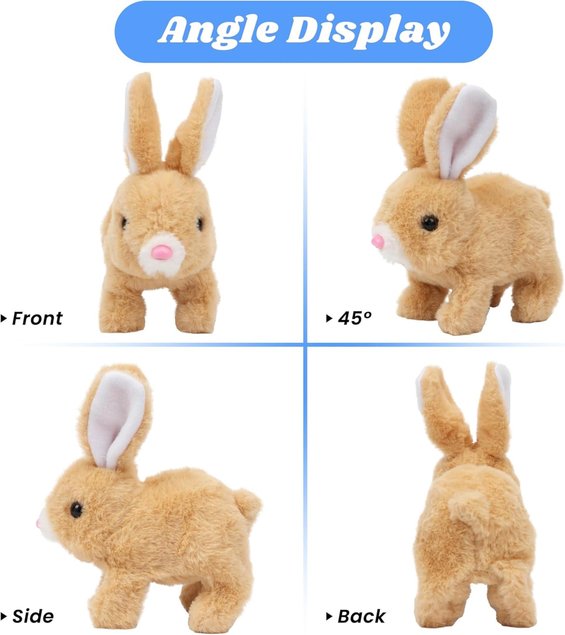 Interactive Electronic Hopping Rabbit Plush Bunny Toy with Sounds and Movements, 7'' - 3