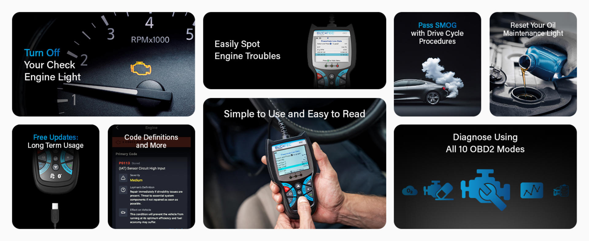 Bluetooth OBD2 Scanner Diagnostic Tool - Car Code Reader with Live Data & Battery Test detail 7