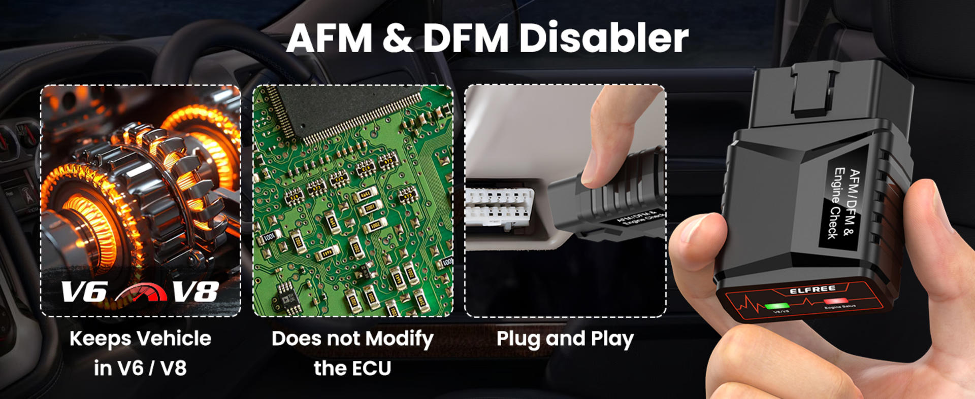 AFM DFM Disabler Engine Code Reader, Ultra Low 0.27mA Battery Drain, Compatible with V8/V6 Vehicles detail 2
