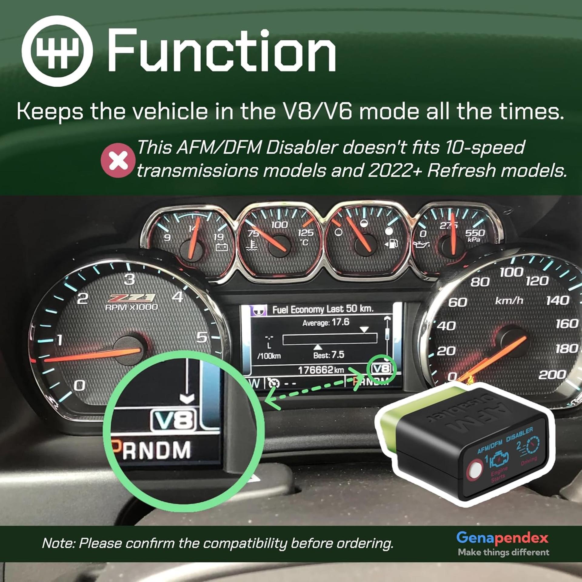 AFM/DFM Disabler for 5.3L & 6.2L V8 Engines, OBDII Plug & Play Device (Black) - 4