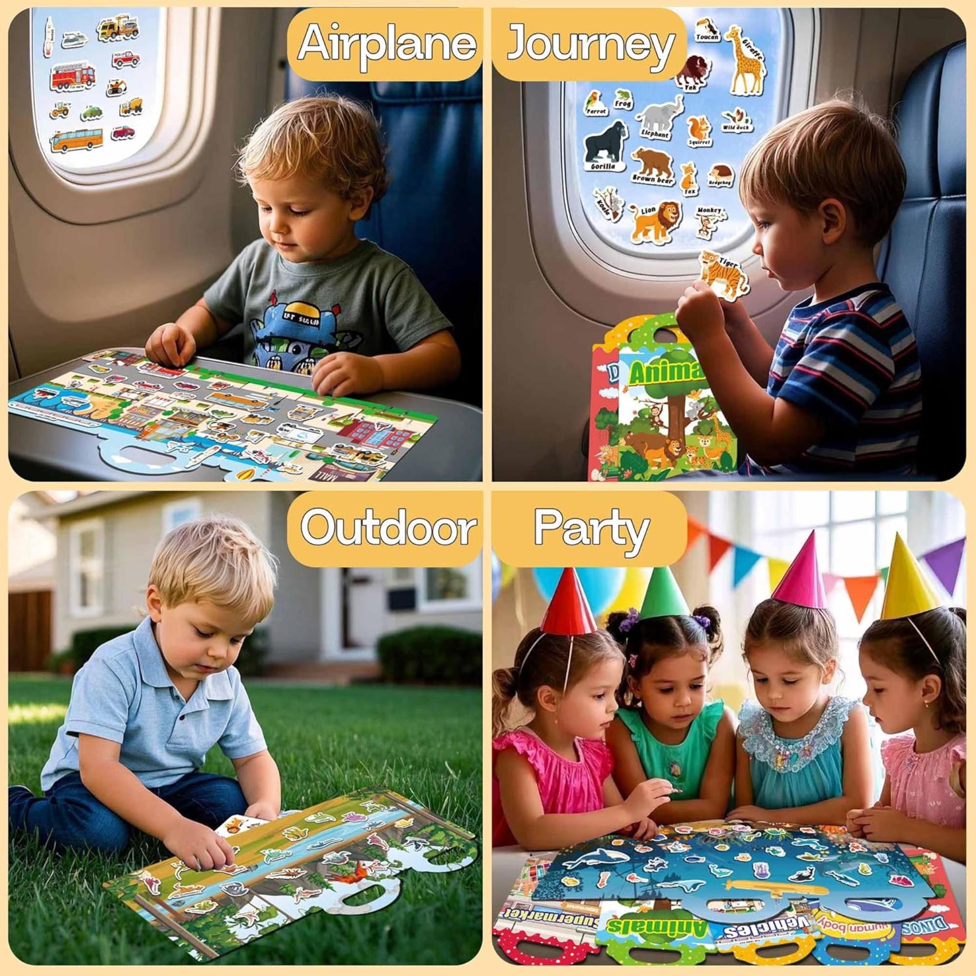 6 Sets Reusable Jelly Sticker Books for Toddlers 1-4, Educational Travel Toys for Boys and Girls - 3